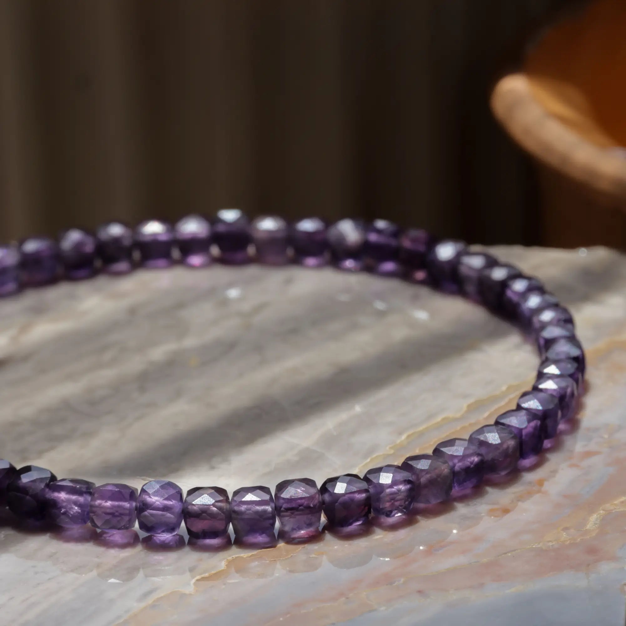 Amethyst Cube Bracelet XXI (4mm)