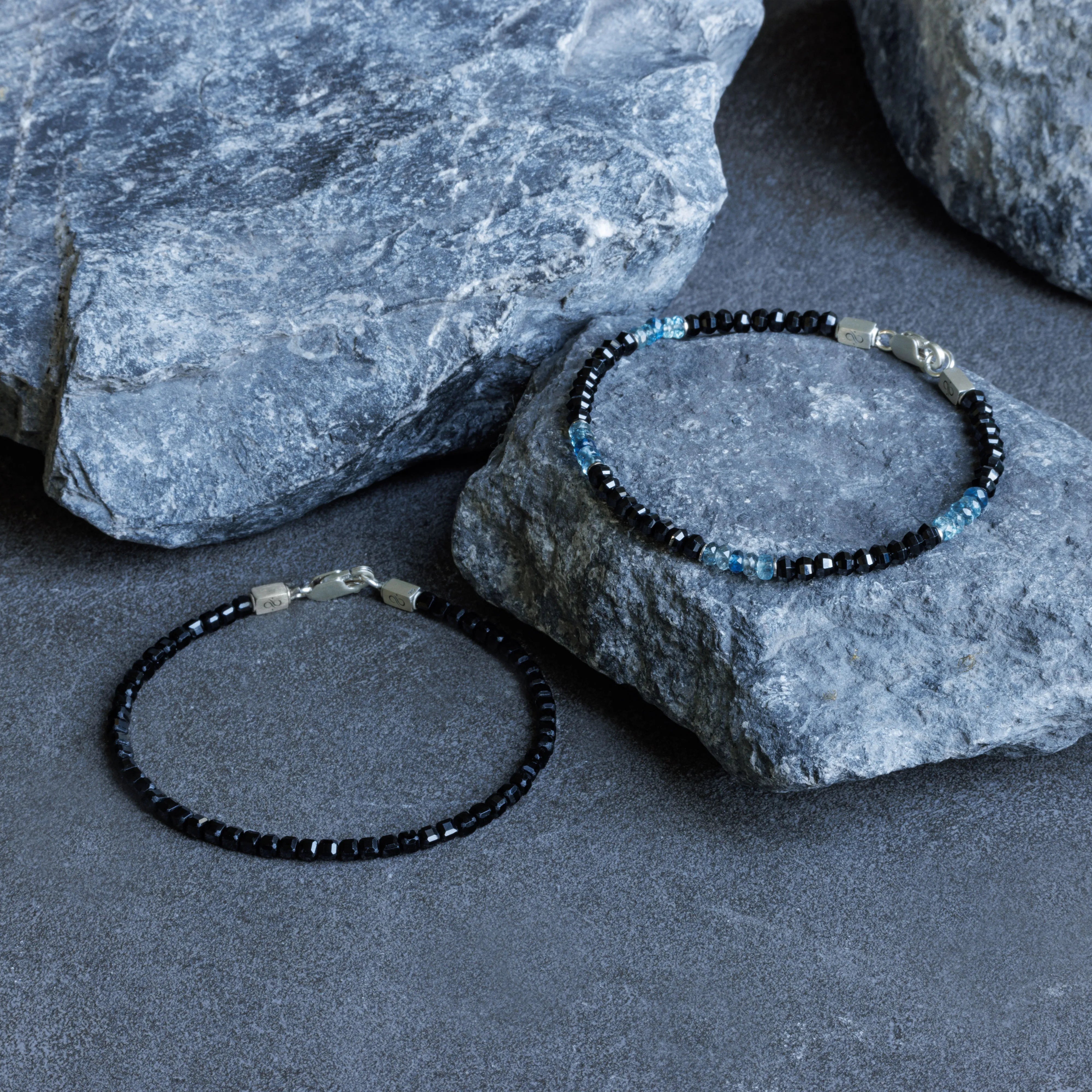 Aquamarine - Black Spinel Bracelet III (3-4mm)