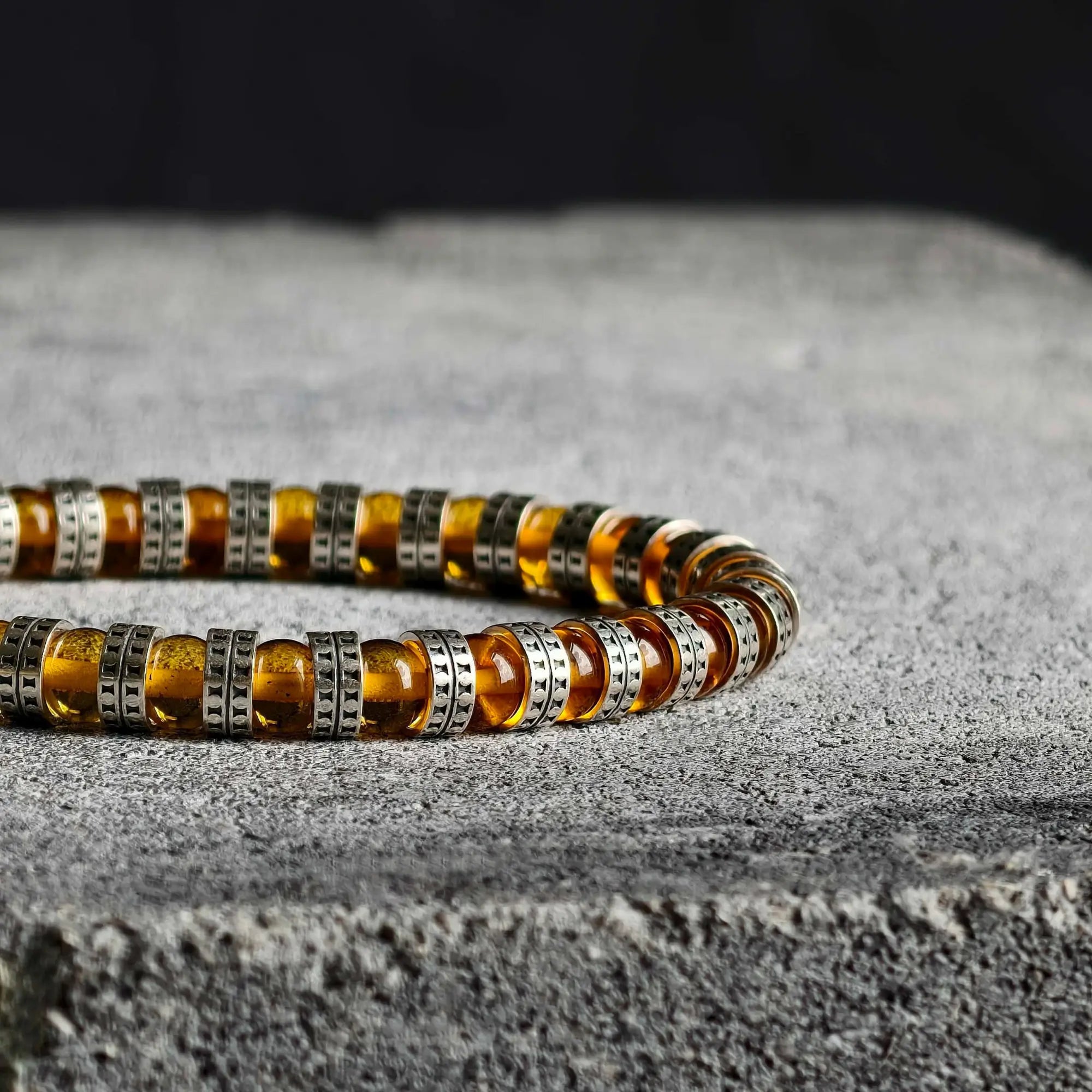 Armored Baltic Amber Bracelet III (6mm)
