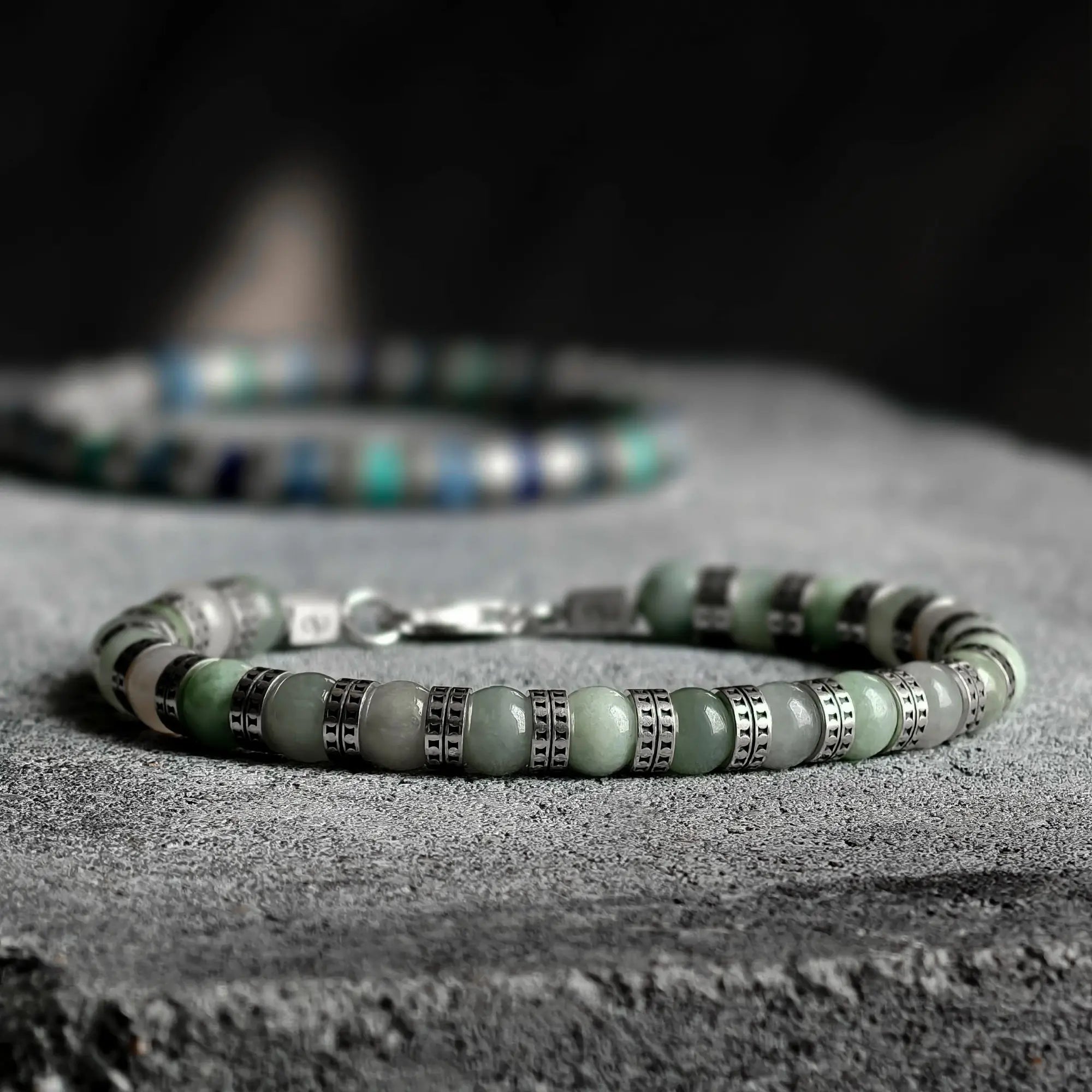Armored Burmese Jade Bracelet V (7mm)