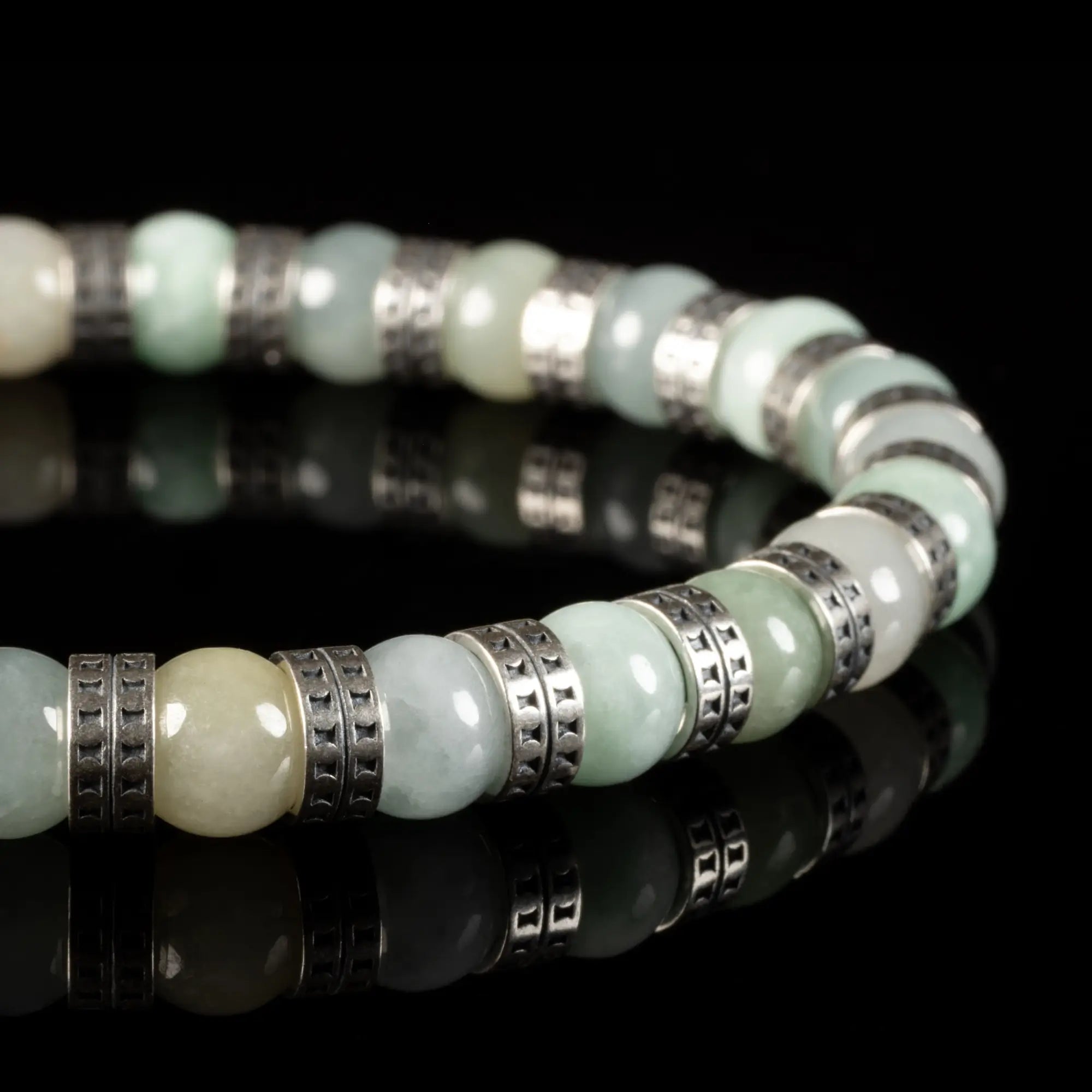Armored Burmese Jade Bracelet V (7mm)