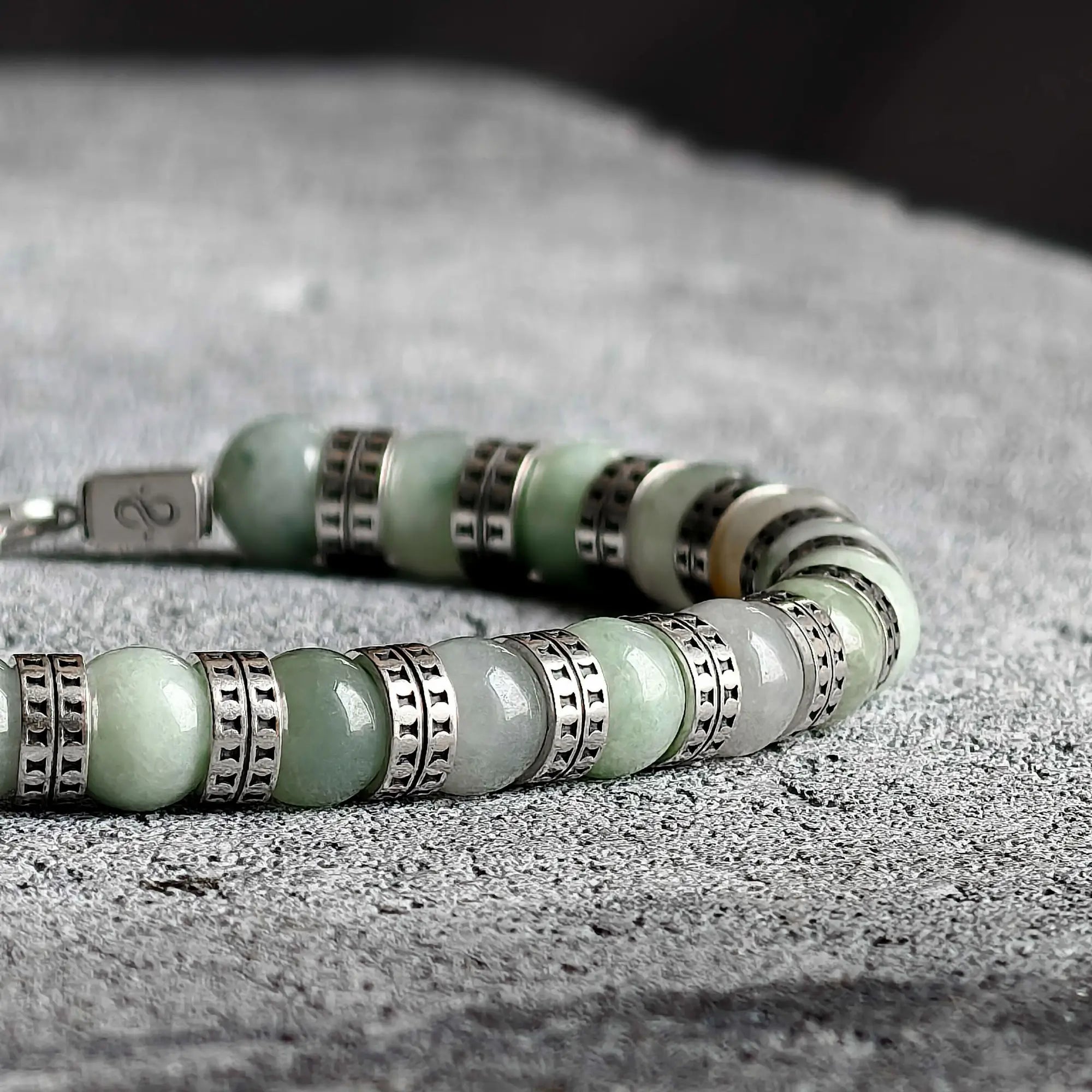 Armored Burmese Jade Bracelet V (7mm)