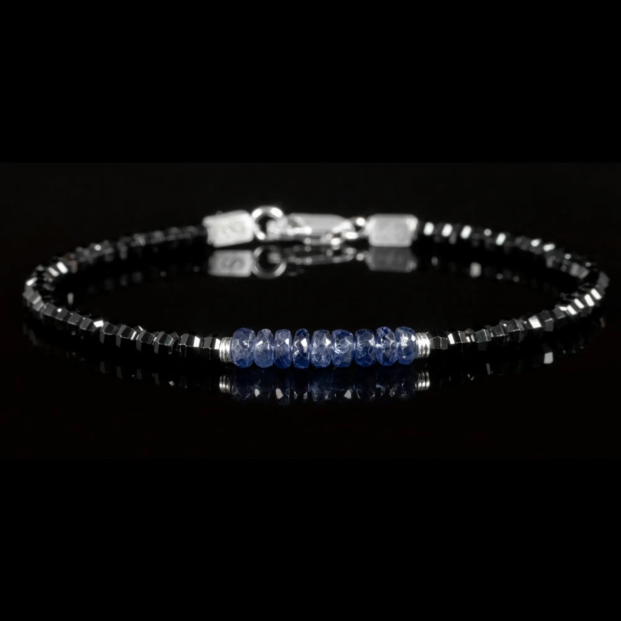 Blue Sapphire - Black Spinel Bracelet XXII (4mm)