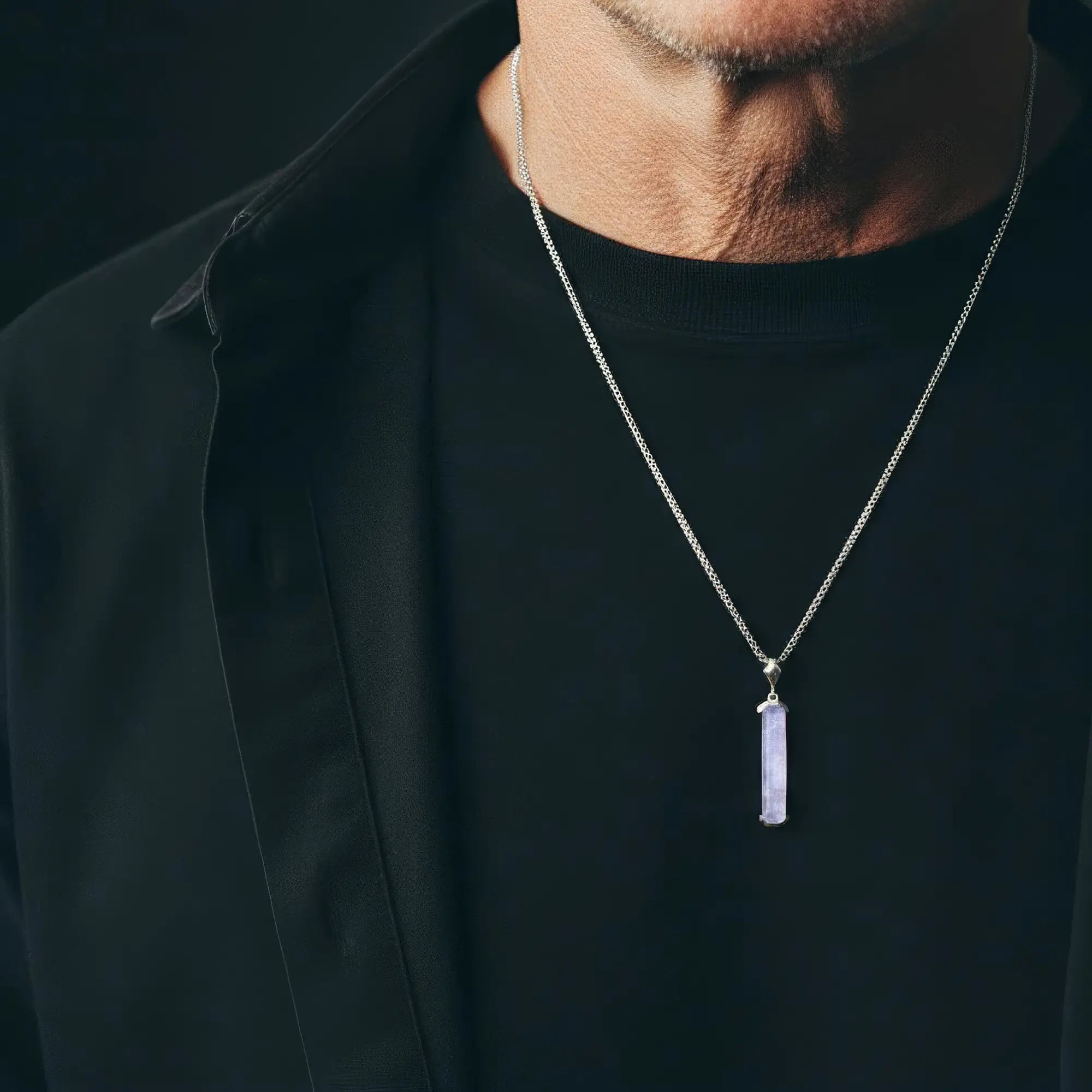 Blue Lace Agate Silver Pendant