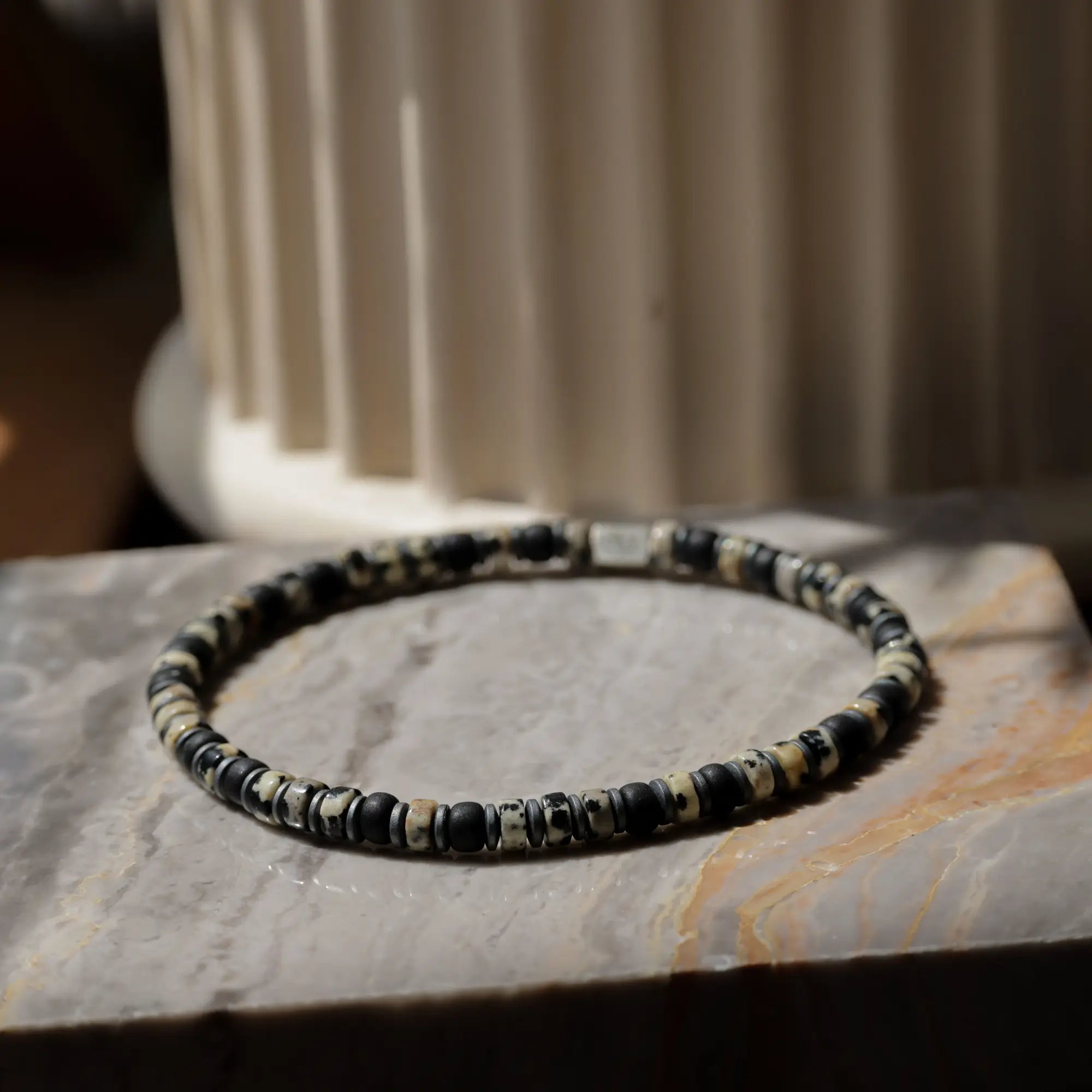 Dalmatian Jasper - Black Bracelet II (4mm)