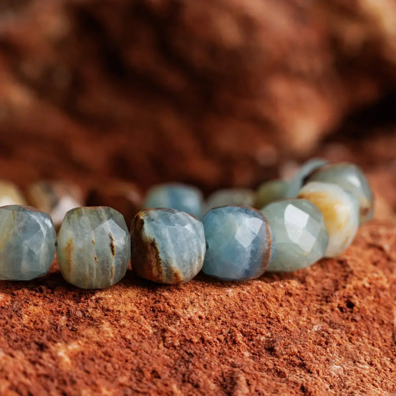 Lemurian Aquatine Calcite Bracelet I (8mm) - Primary Specimen