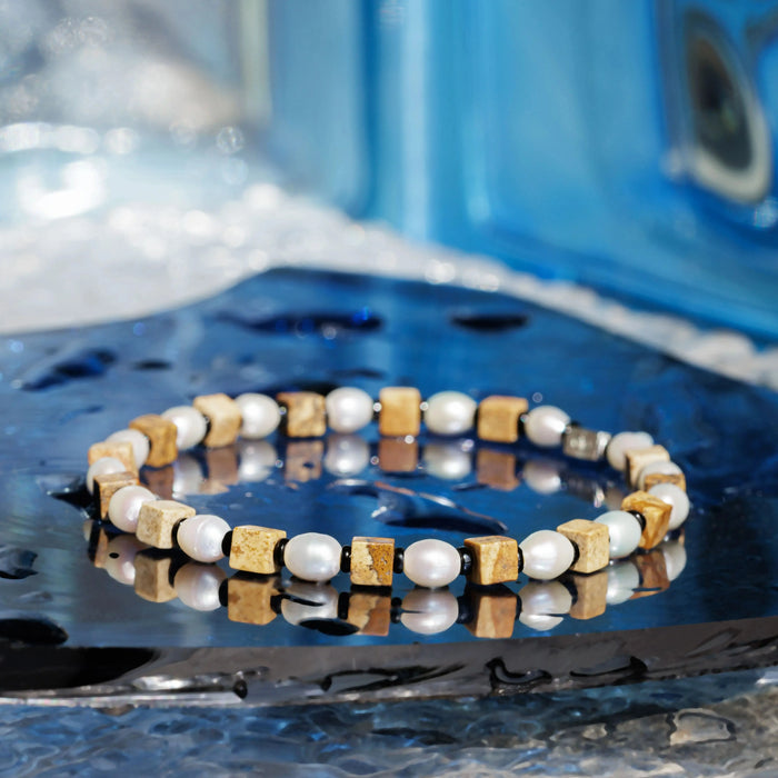 Pearl - Landscape Jasper Cube Bracelet II (4-7mm) - Secondary Specimen