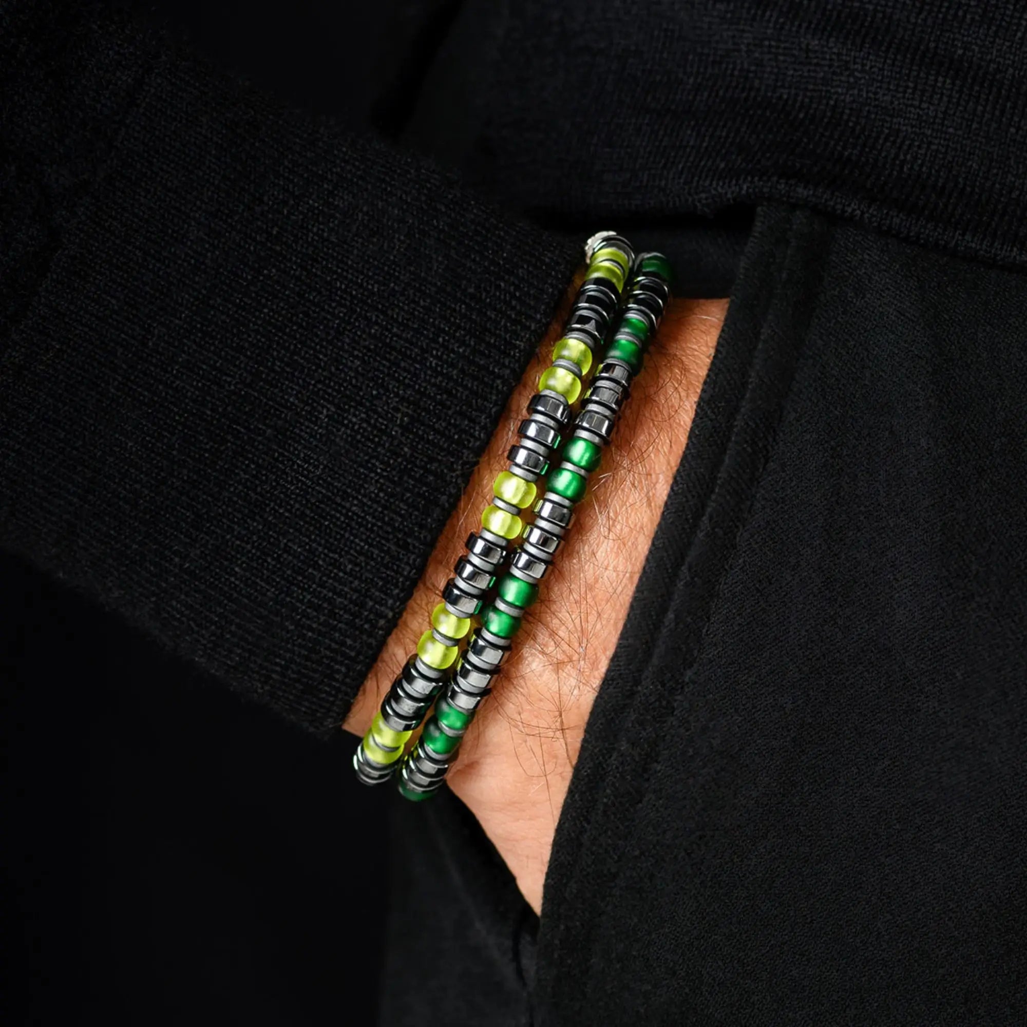 Dark Hematite Lime Bracelet I (6mm)