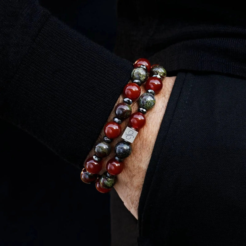 Dragon Blood Jasper - Carnelian Bracelet IV (10mm) - Primary Specimen