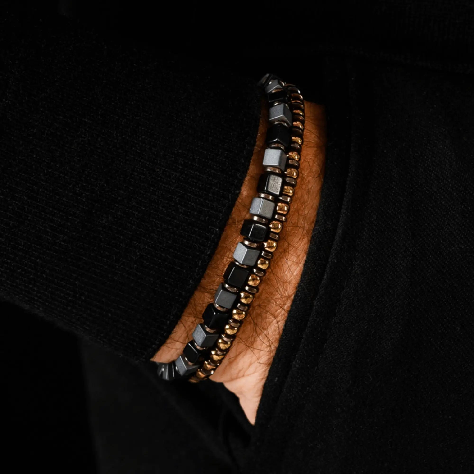 Black Onyx - Hematite Cube bracelet II (4mm)