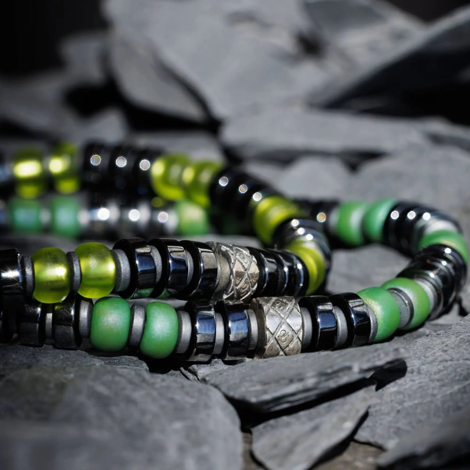Dark Hematite Lime Bracelet I (6mm)