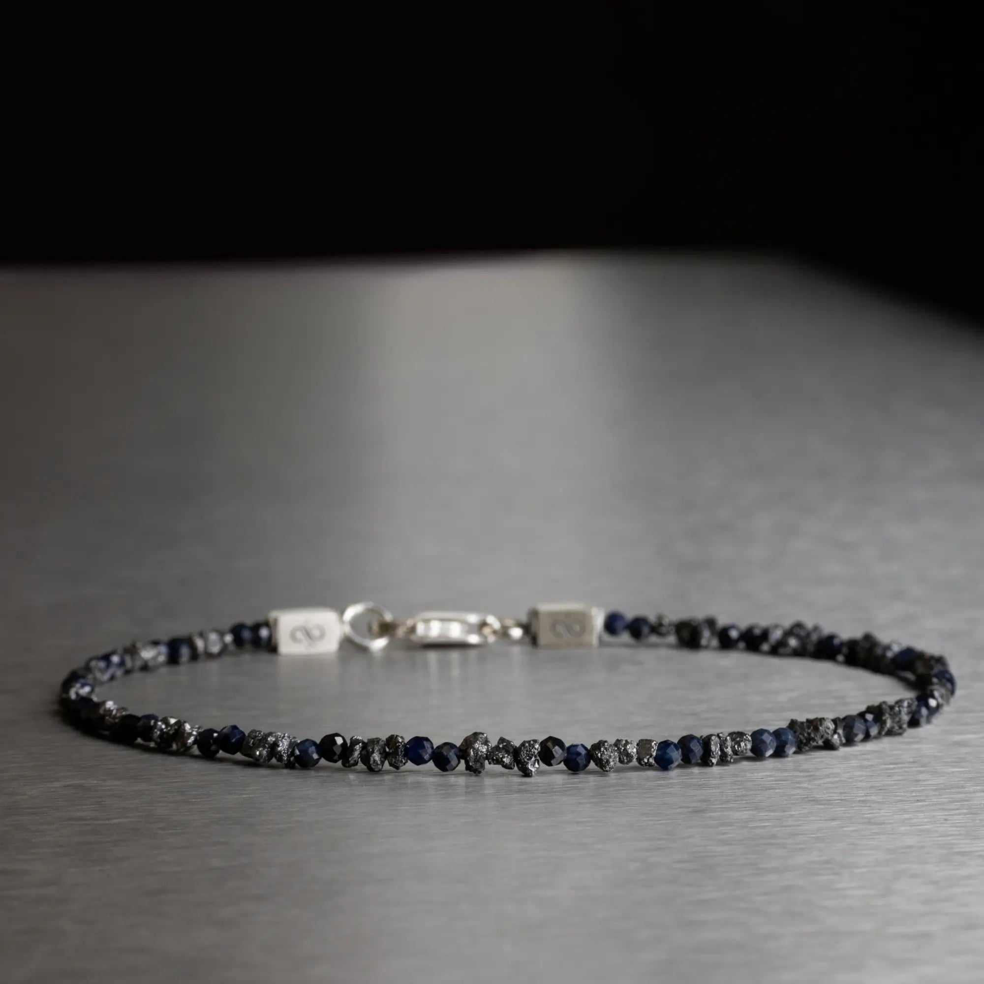 Silver Black Diamond - Sapphire Bracelet I (2mm)