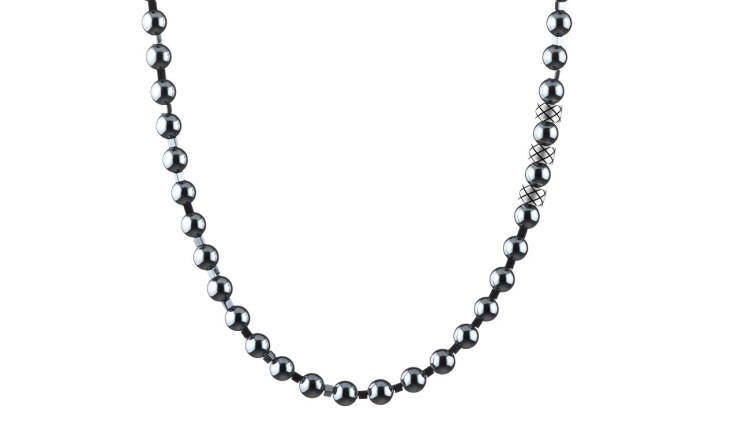 Prime Hematite and Hematite Squares, 6mm, Silver necklace (2138130579510)