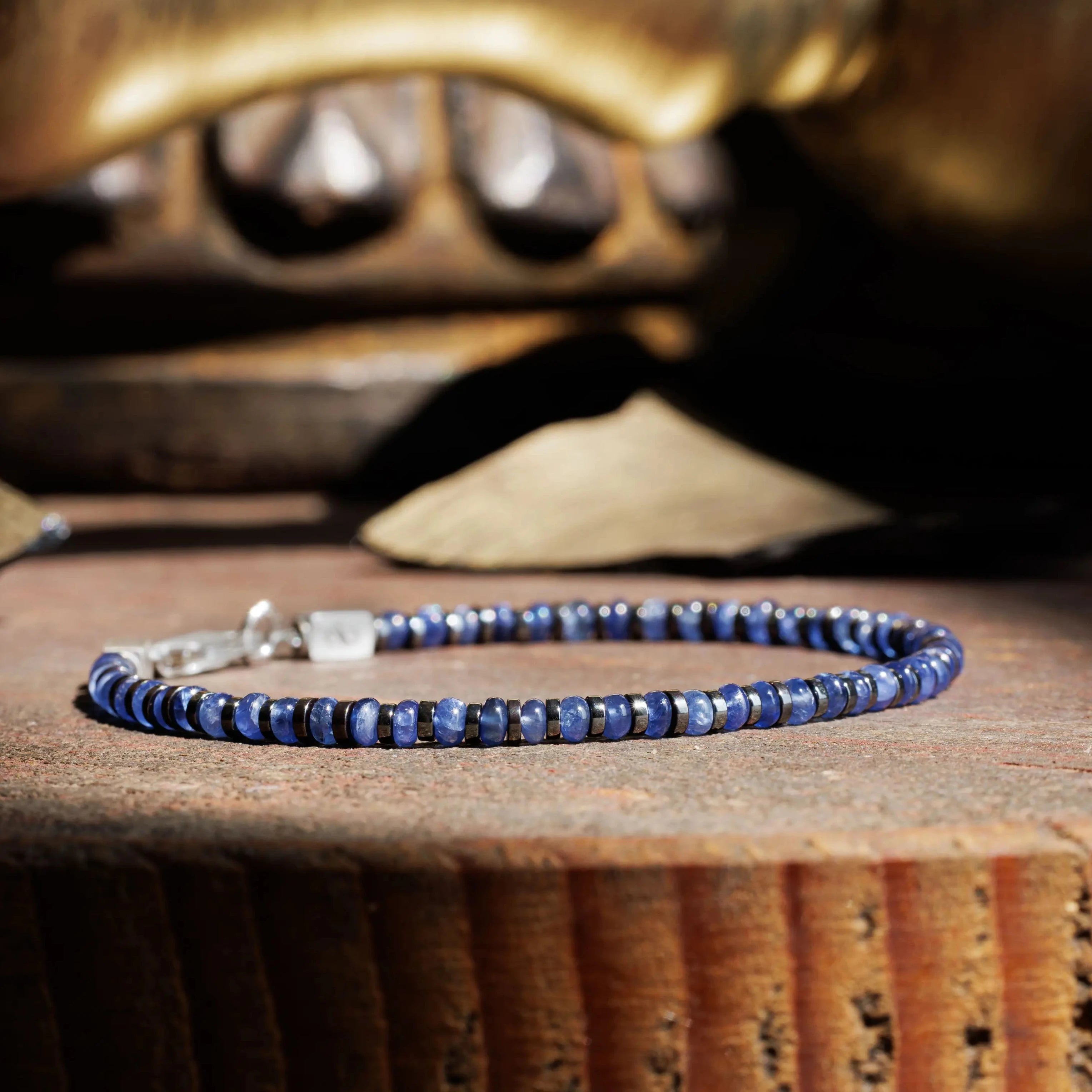 Blue Sapphire - Hematite Bracelet IV (3-3.5mm)