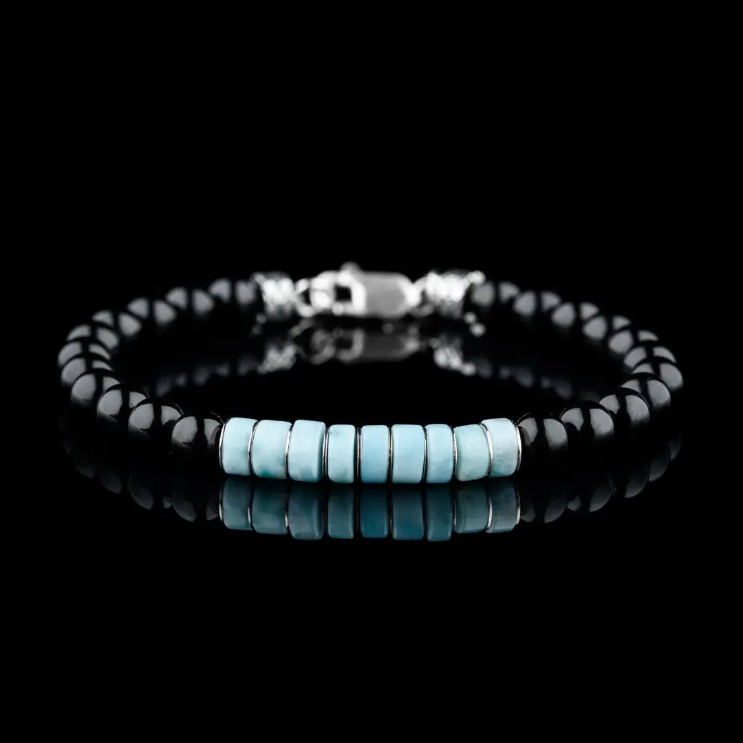 Blue Larimar - Black Tourmaline Bracelet II (6mm)