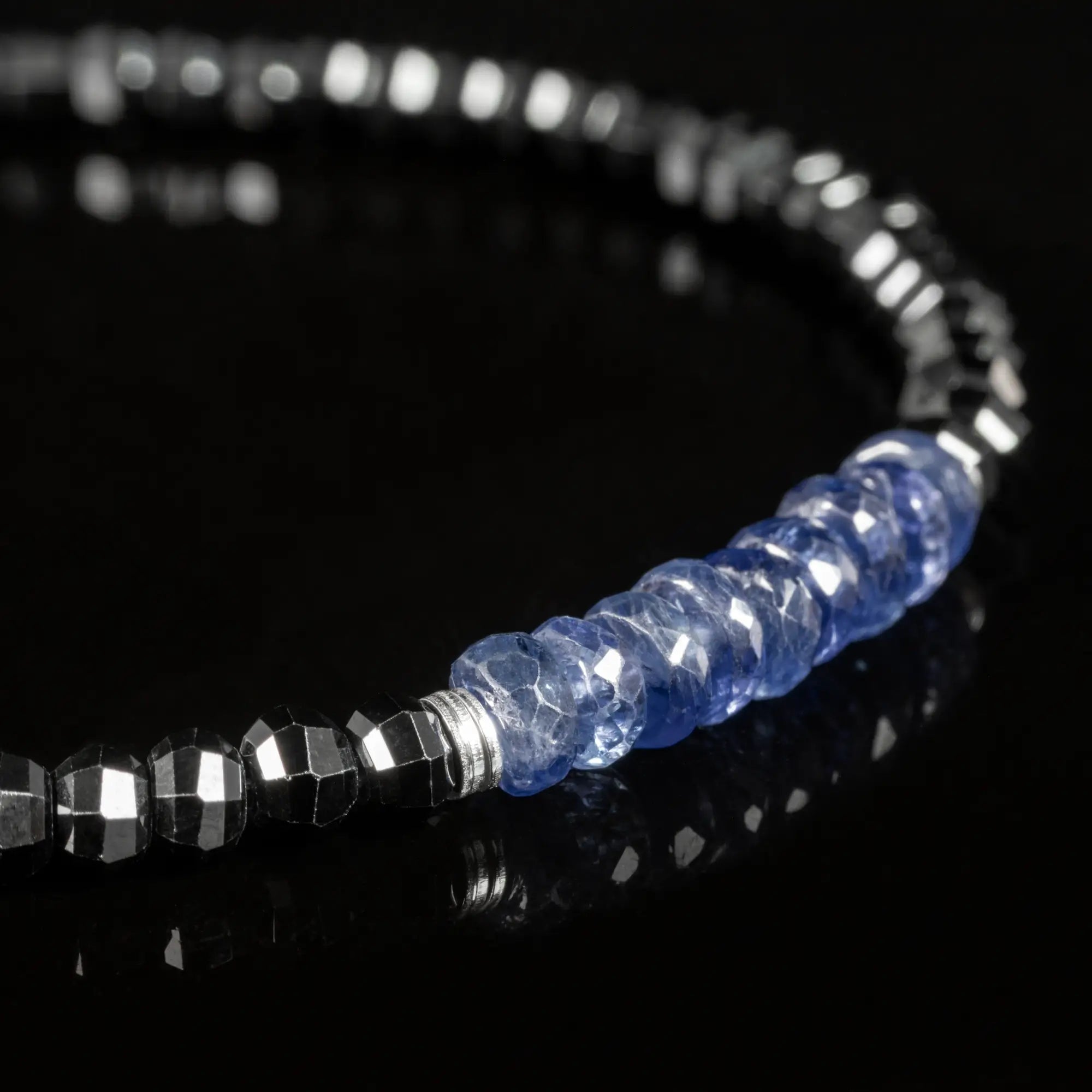 Blue Sapphire - Black Spinel Bracelet XXII (4mm)