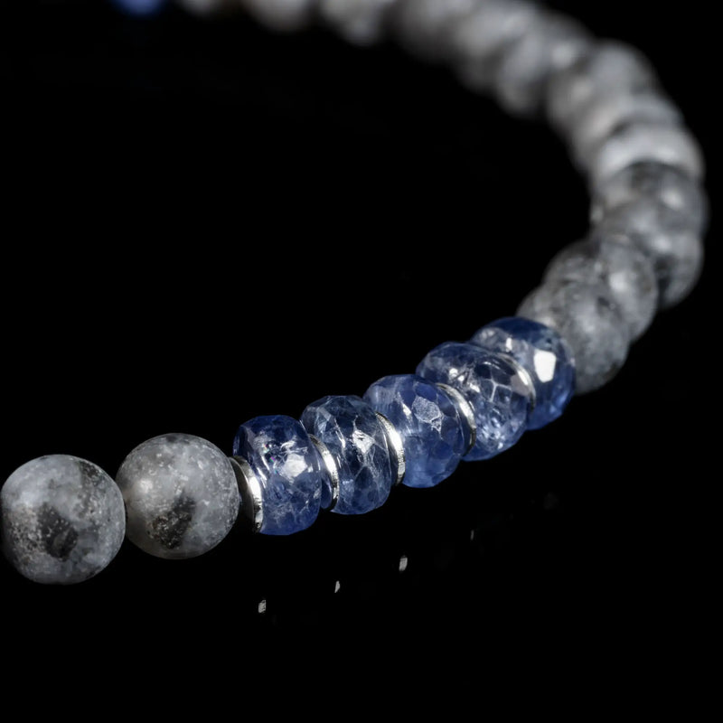 Blue Sapphire - Matte Labradorite Bracelet XXI (4mm) - Primary Specimen