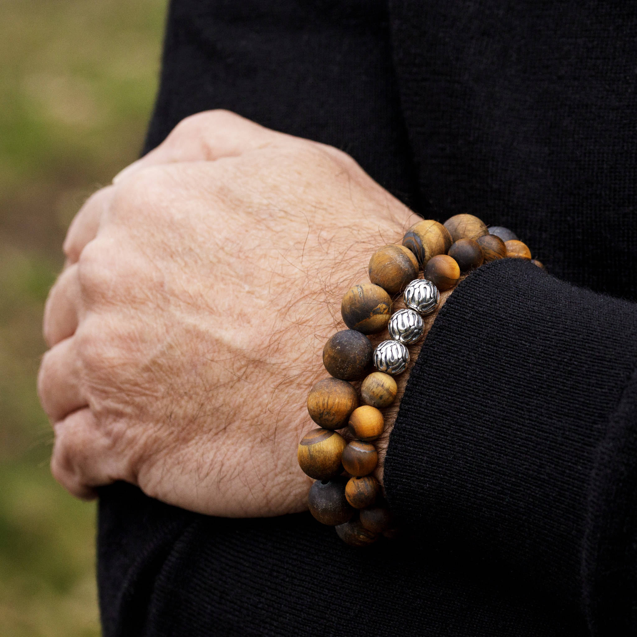 Classic Matte Tiger Eye, 12mm, Silver bracelet (369267179533)