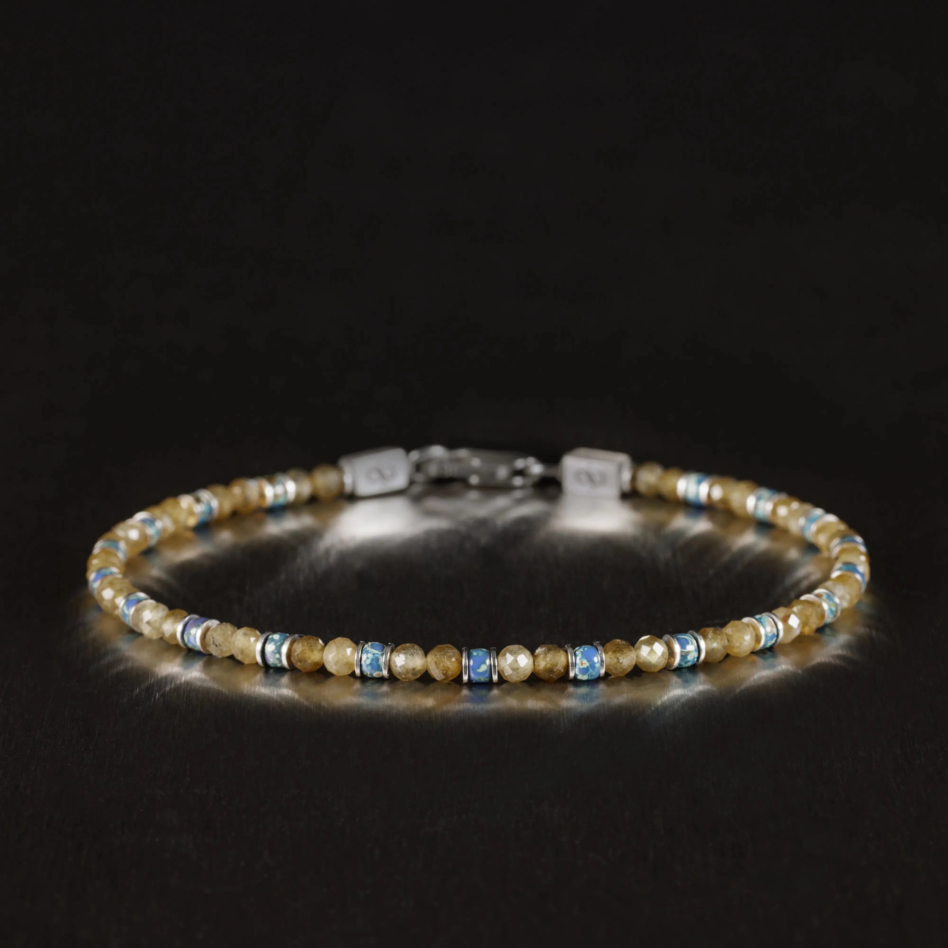 Mustard Yellow Labradorite - Picasso Blue Bracelet II (3mm)