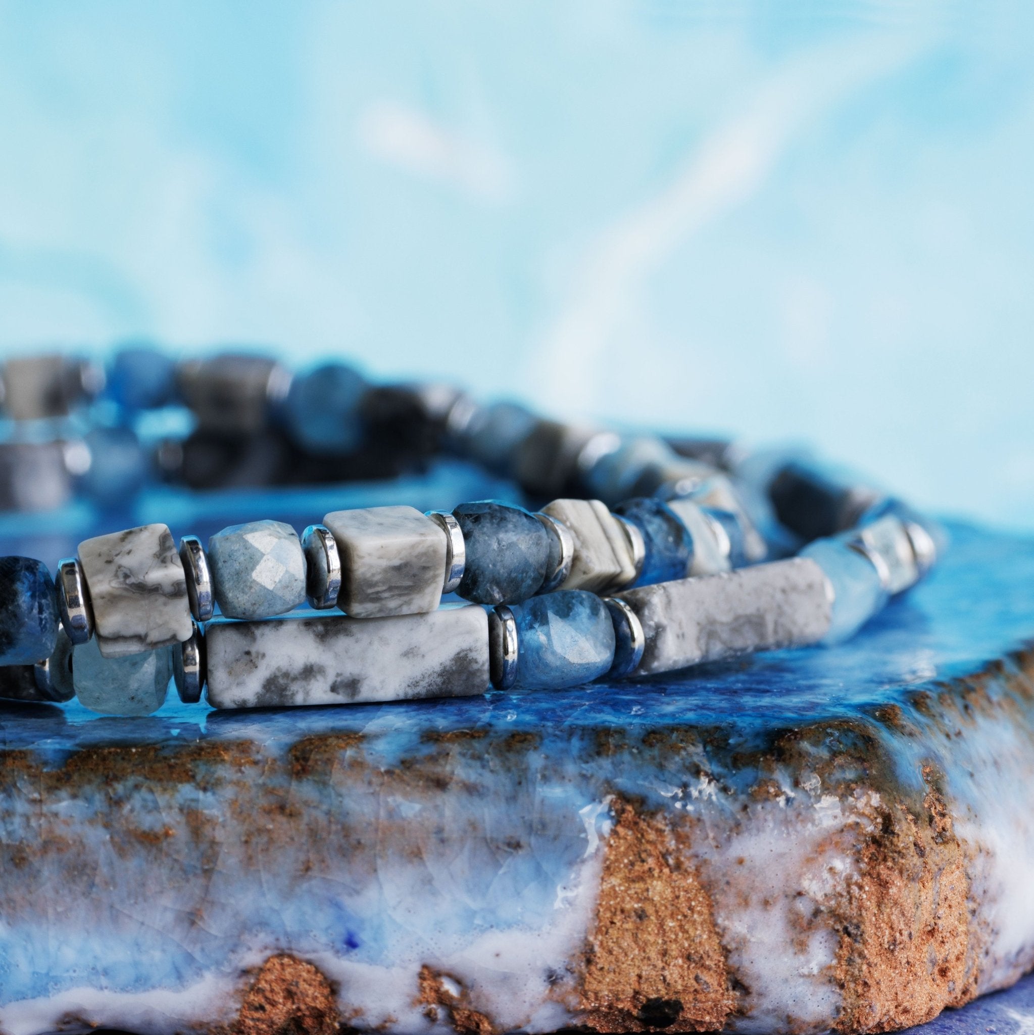 Picasso Jasper - Aquamarine Bracelet IV (4mm)