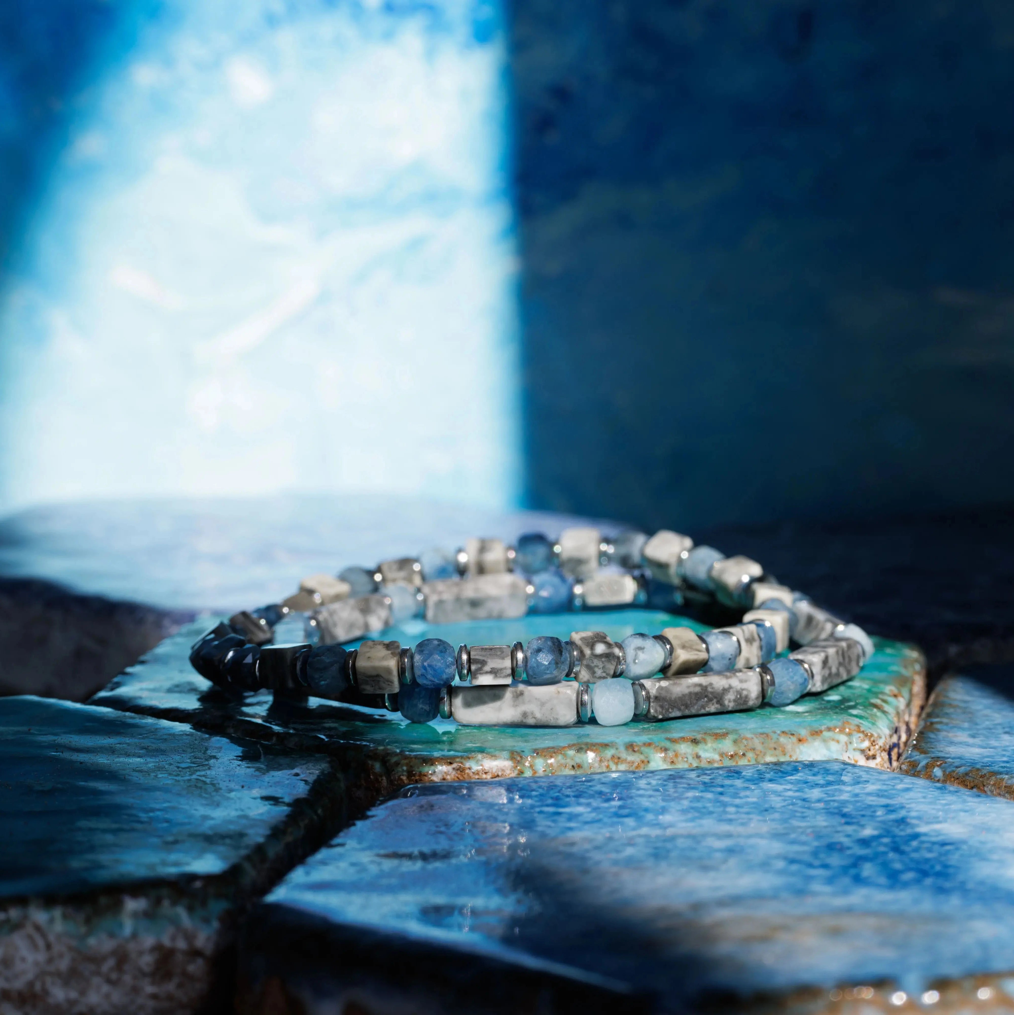 Picasso Jasper - Aquamarine Bracelet V (4mm)