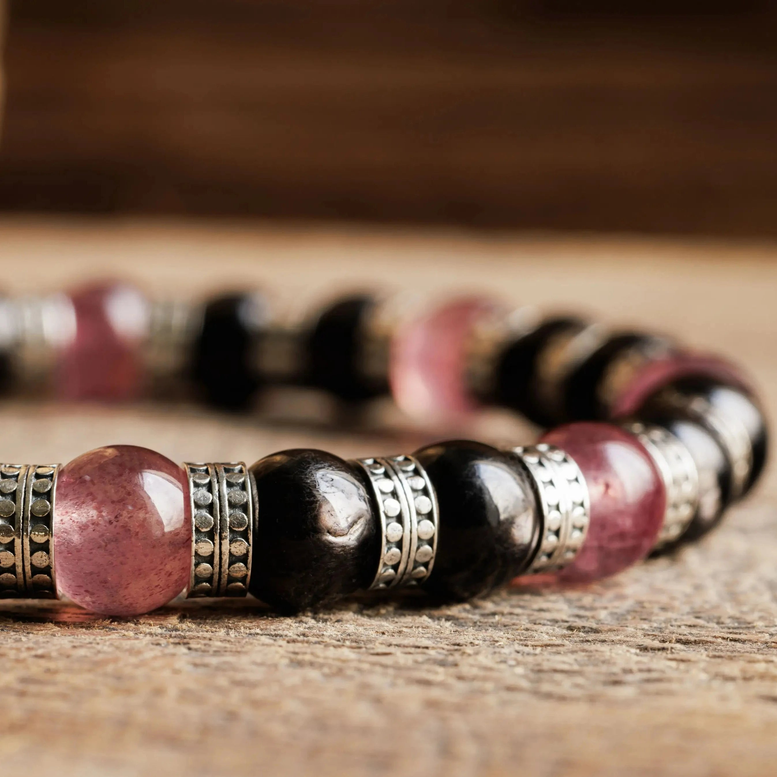 Raspberry Quartz - Hypersthene Bracelet II (8mm)