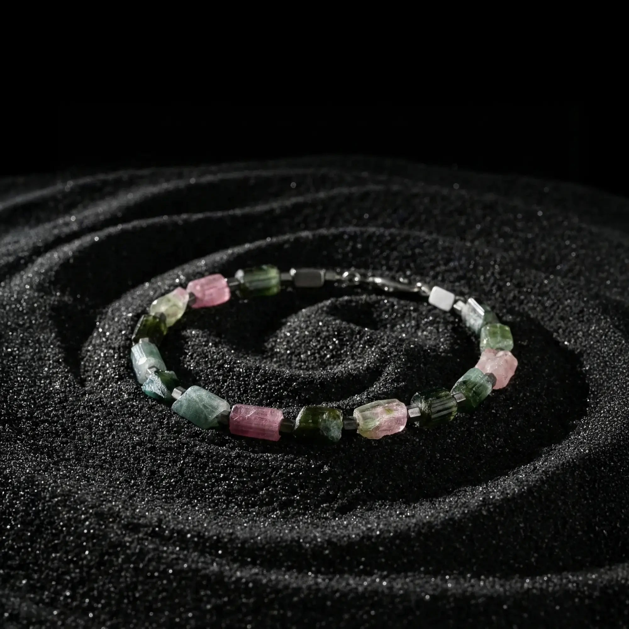 Raw Pink Green Watermelon Tourmaline Bracelet I (7-10mm)