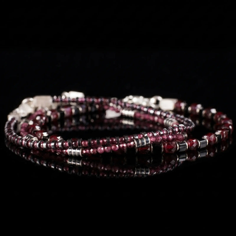 Red Garnet Bracelet Bundle (2 & 4mm)
