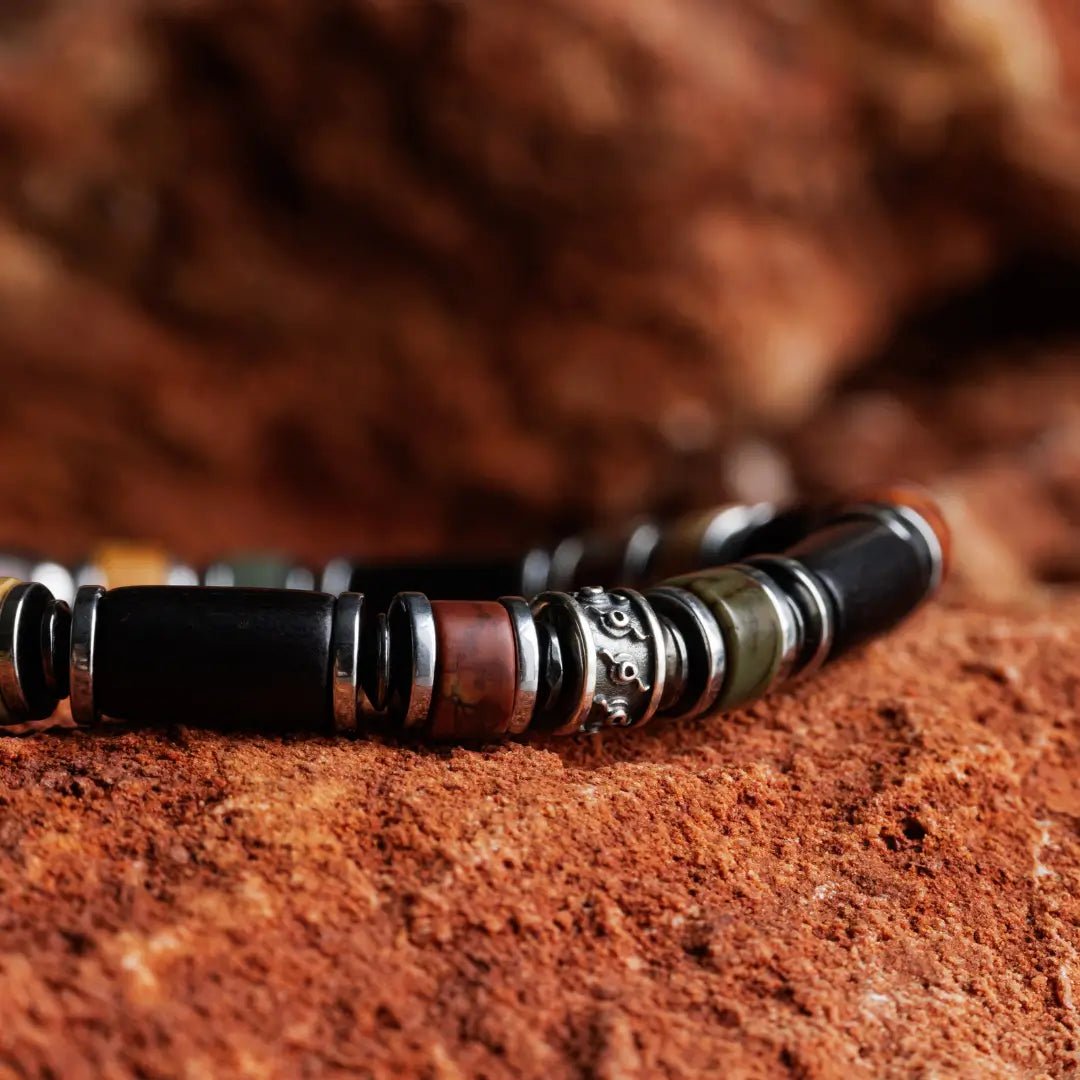 Red Creek Jasper - Ebony Wood Bracelet I (6mm)