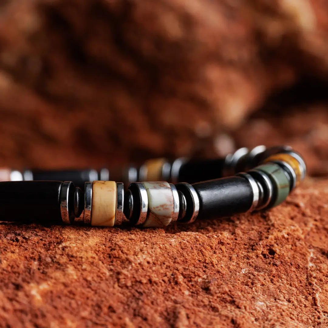 Red Creek Jasper - Ebony Wood Bracelet I (6mm)