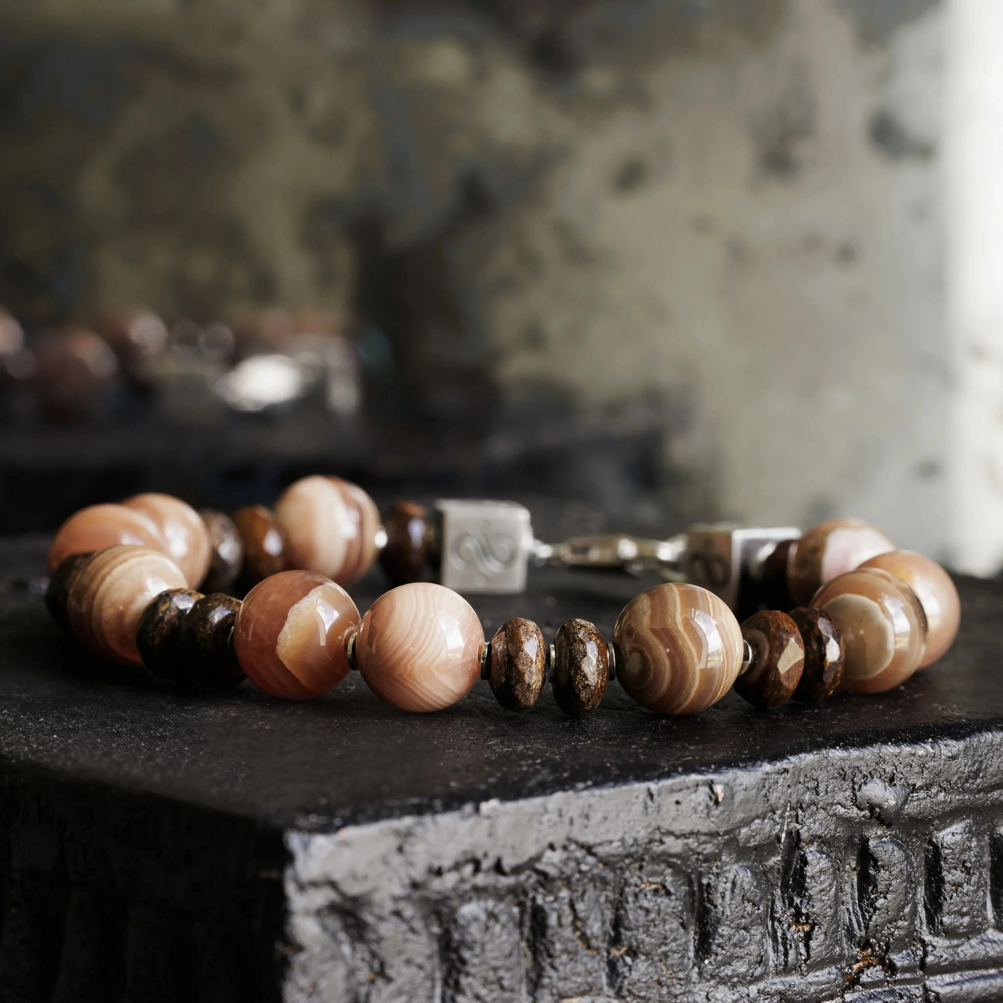 Chocolate Brown Rodochrosite - Bronzite Bracelet I (10mm)