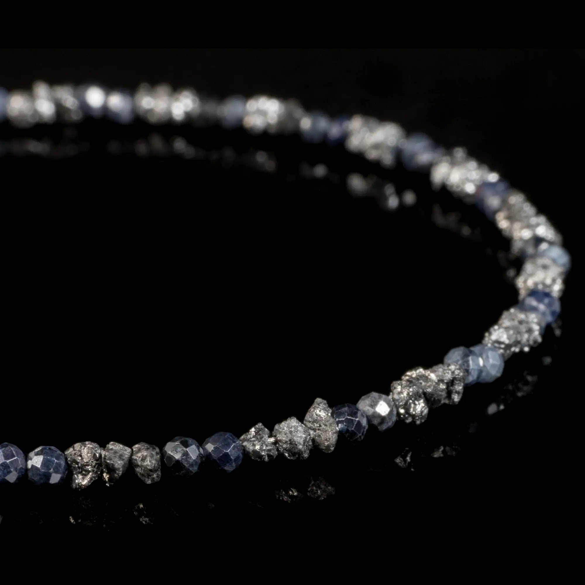 Silver Black Diamond - Sapphire Bracelet I (2mm)