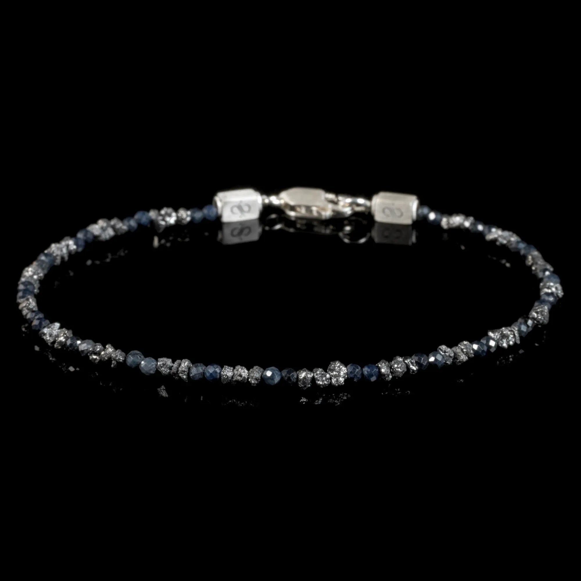 Silver Black Diamond - Sapphire Bracelet I (2mm)
