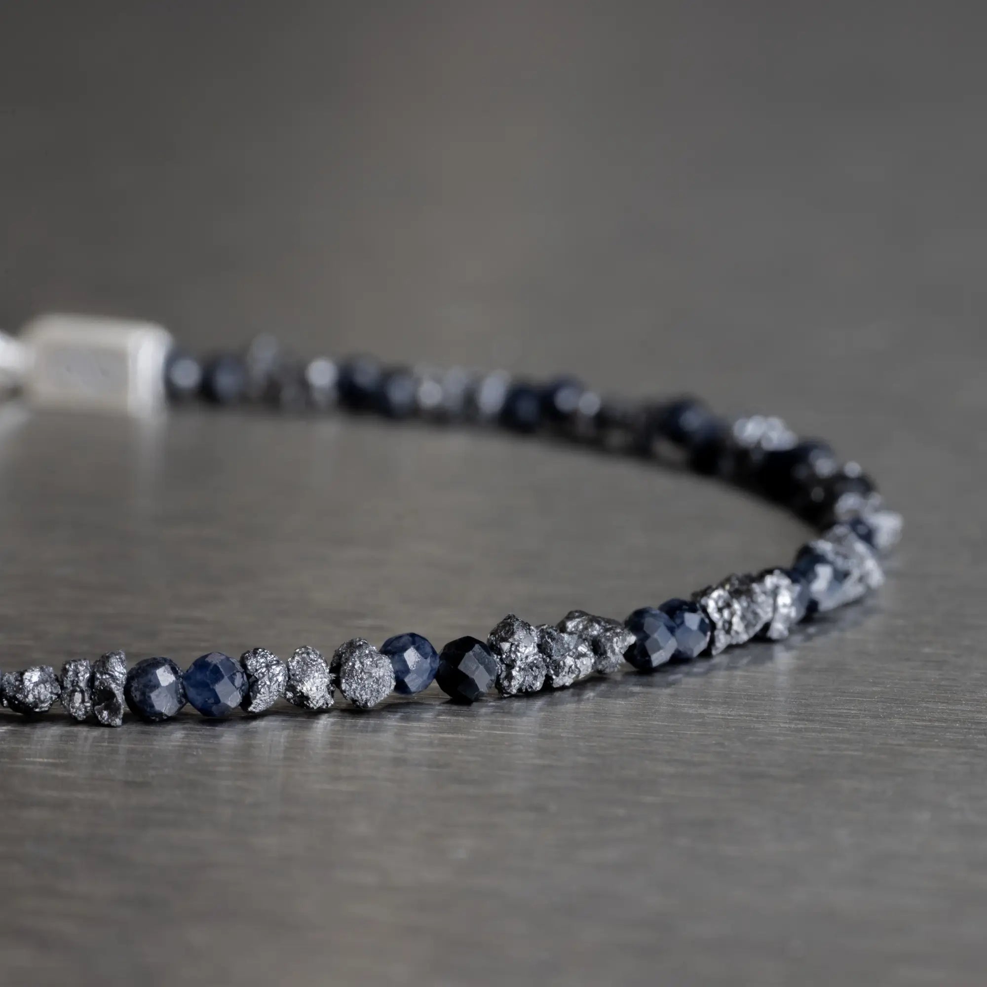 Silver Black Diamond - Sapphire Bracelet I (2mm)