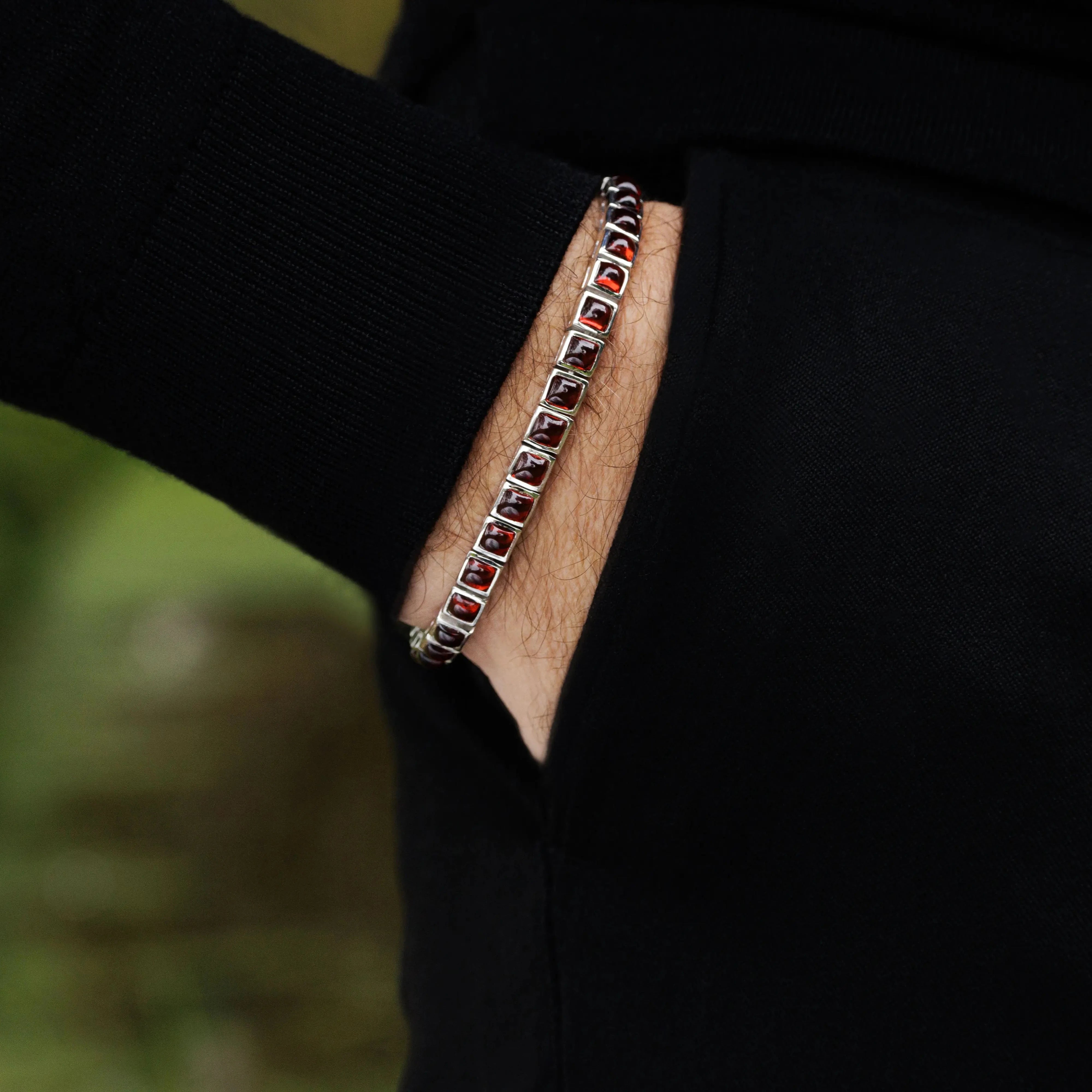 Garnet - Silver Tennis Bracelet I