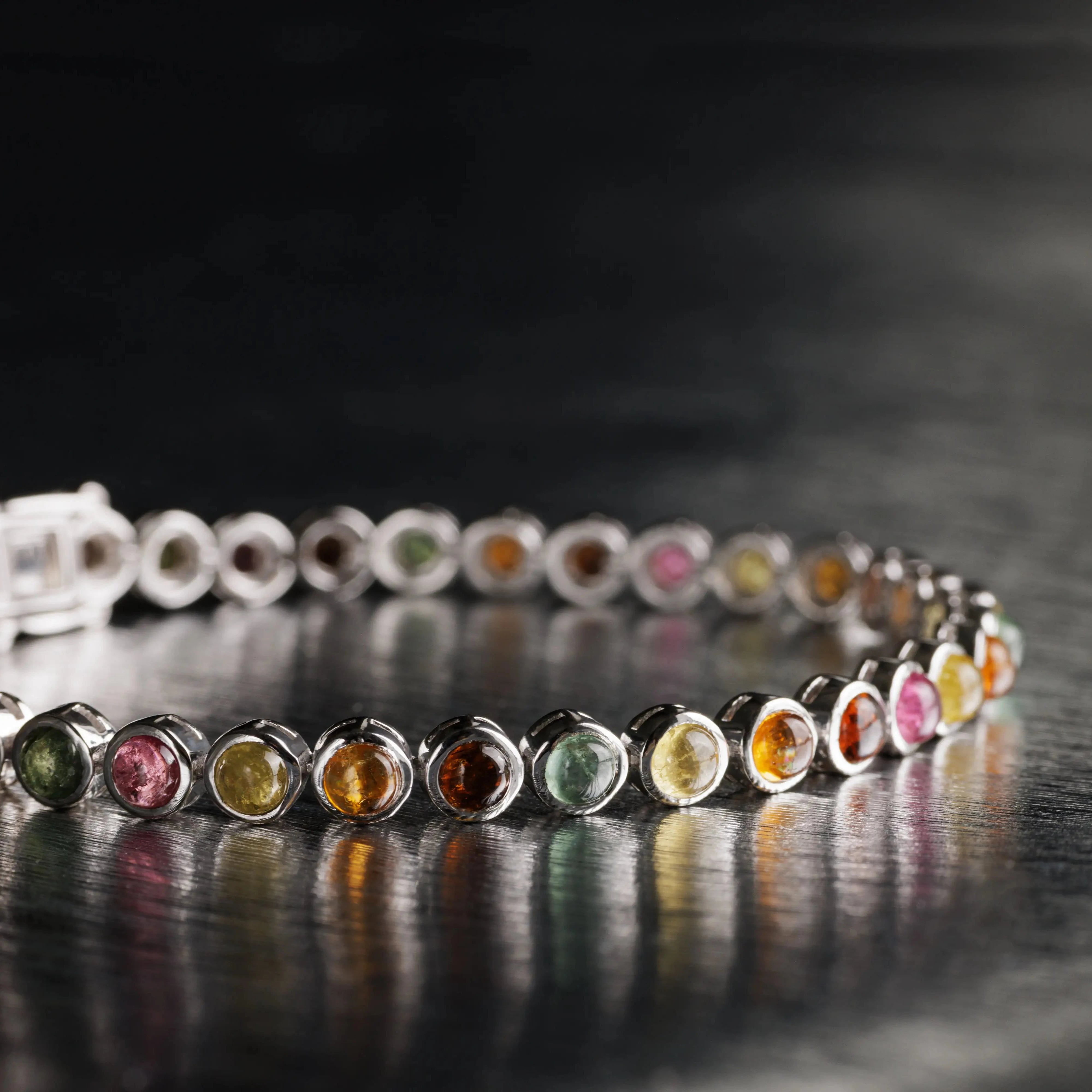 Multicolor Tourmaline - Silver Tennis Bracelet I