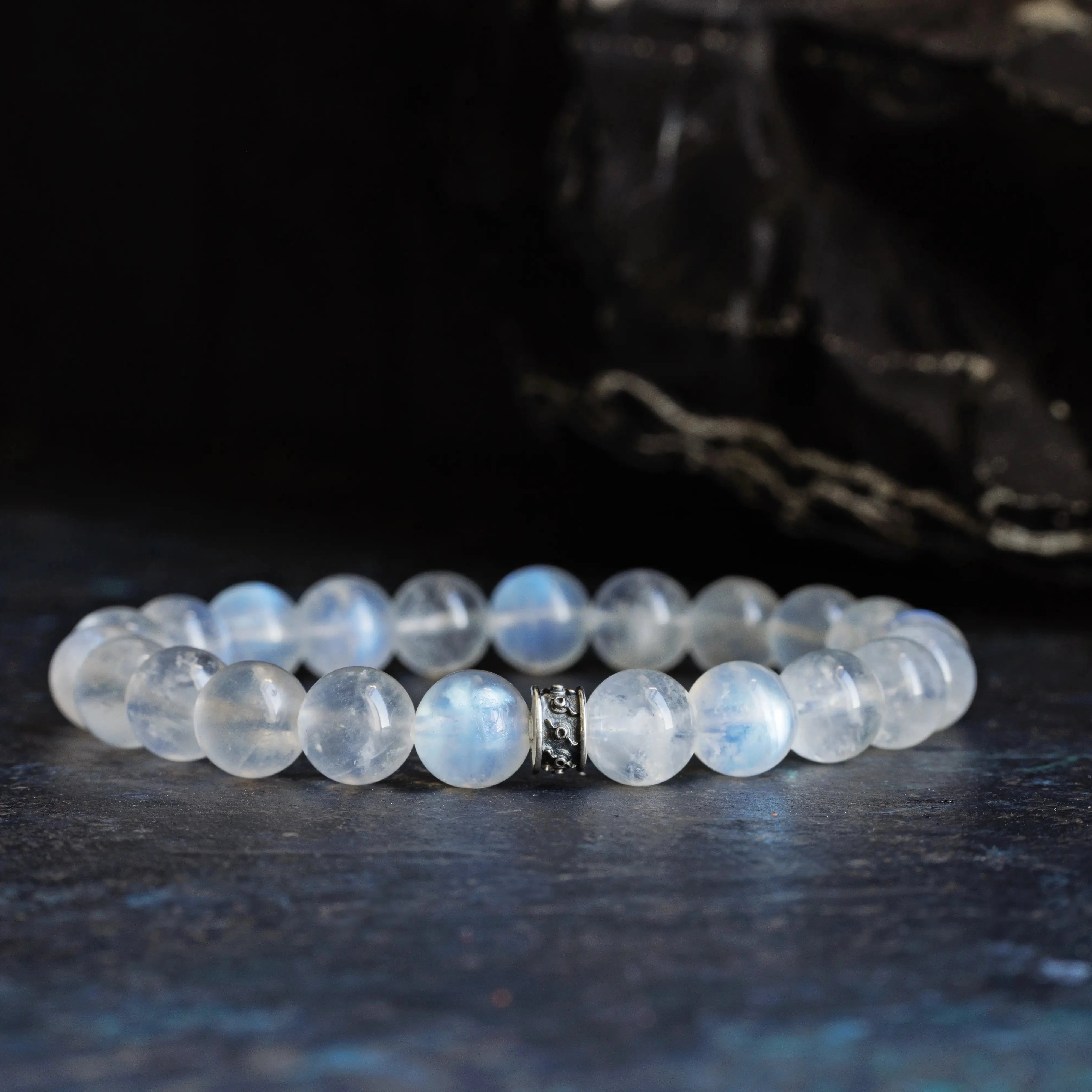 Rainbow White Moonstone Bracelet IV (8mm)