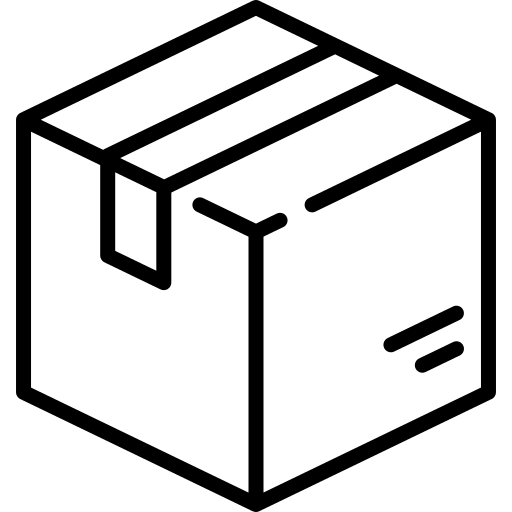 Black outline of a cube on a white background
