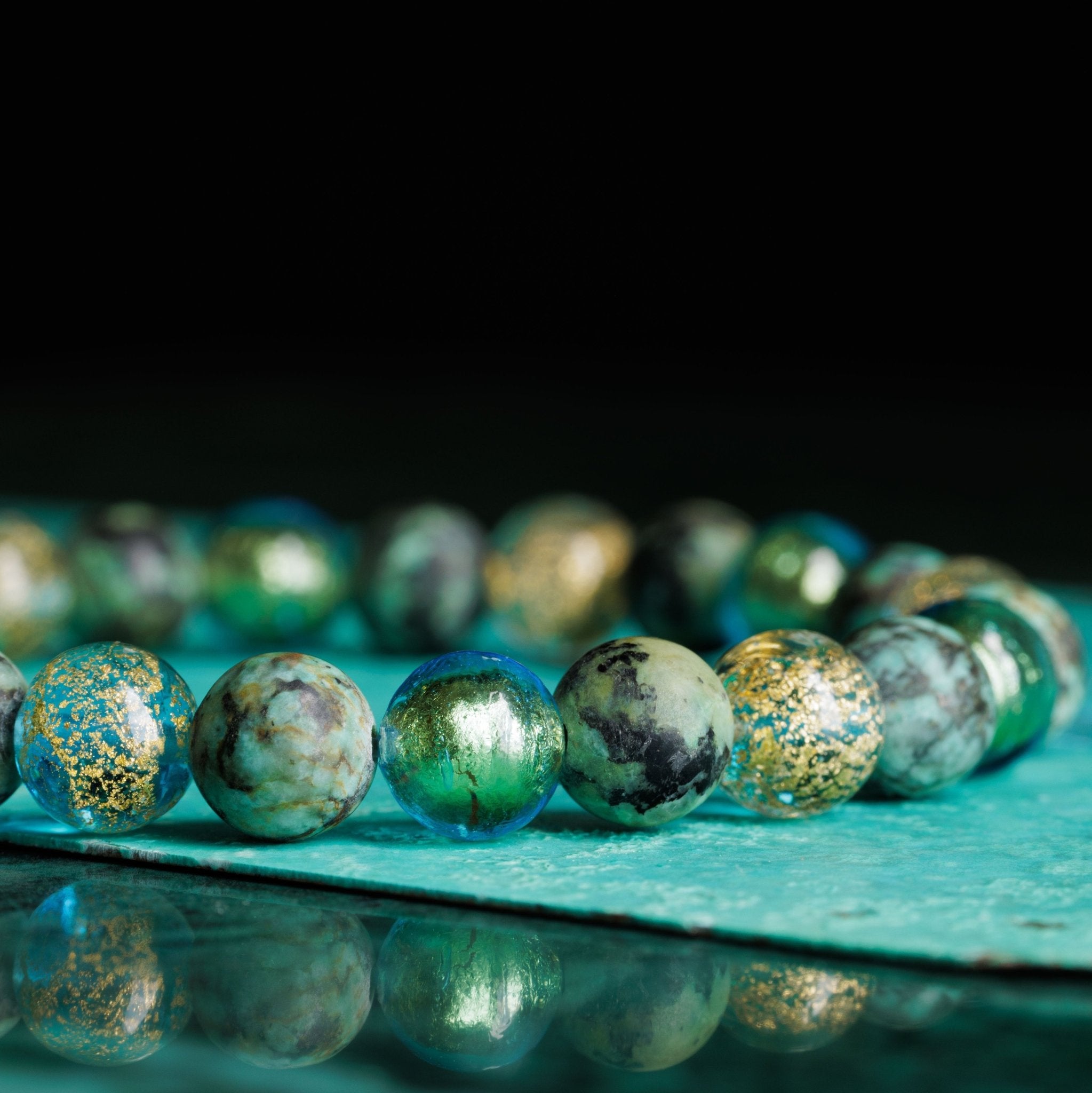 Golden Aqua Murano - African Turquoise Bracelet I (8mm)