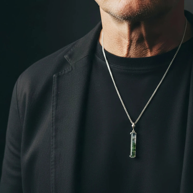 Moss Agate Silver Pendant - Primary Specimen