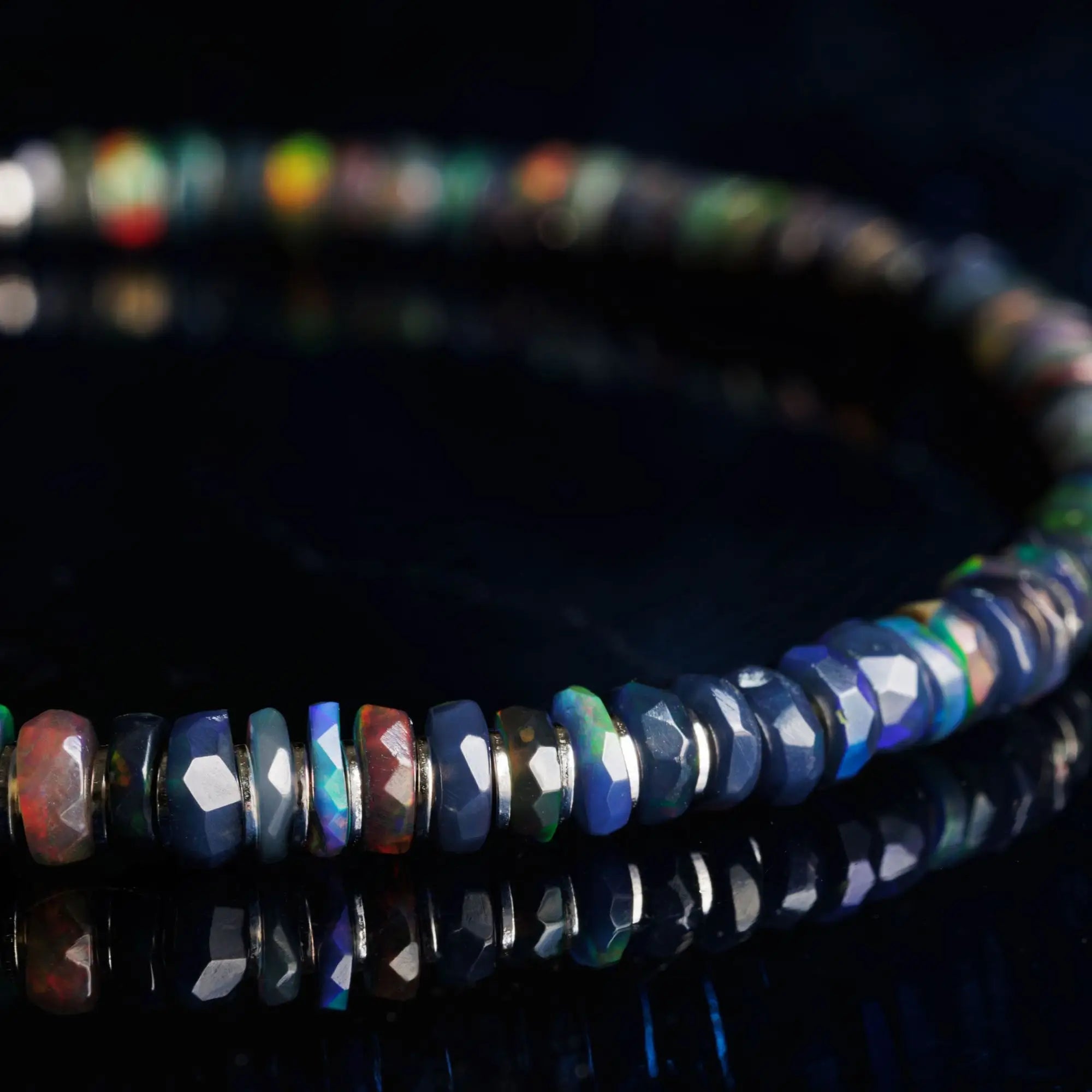 Ethiopian Black Opal Bracelet IX (3-4mm)