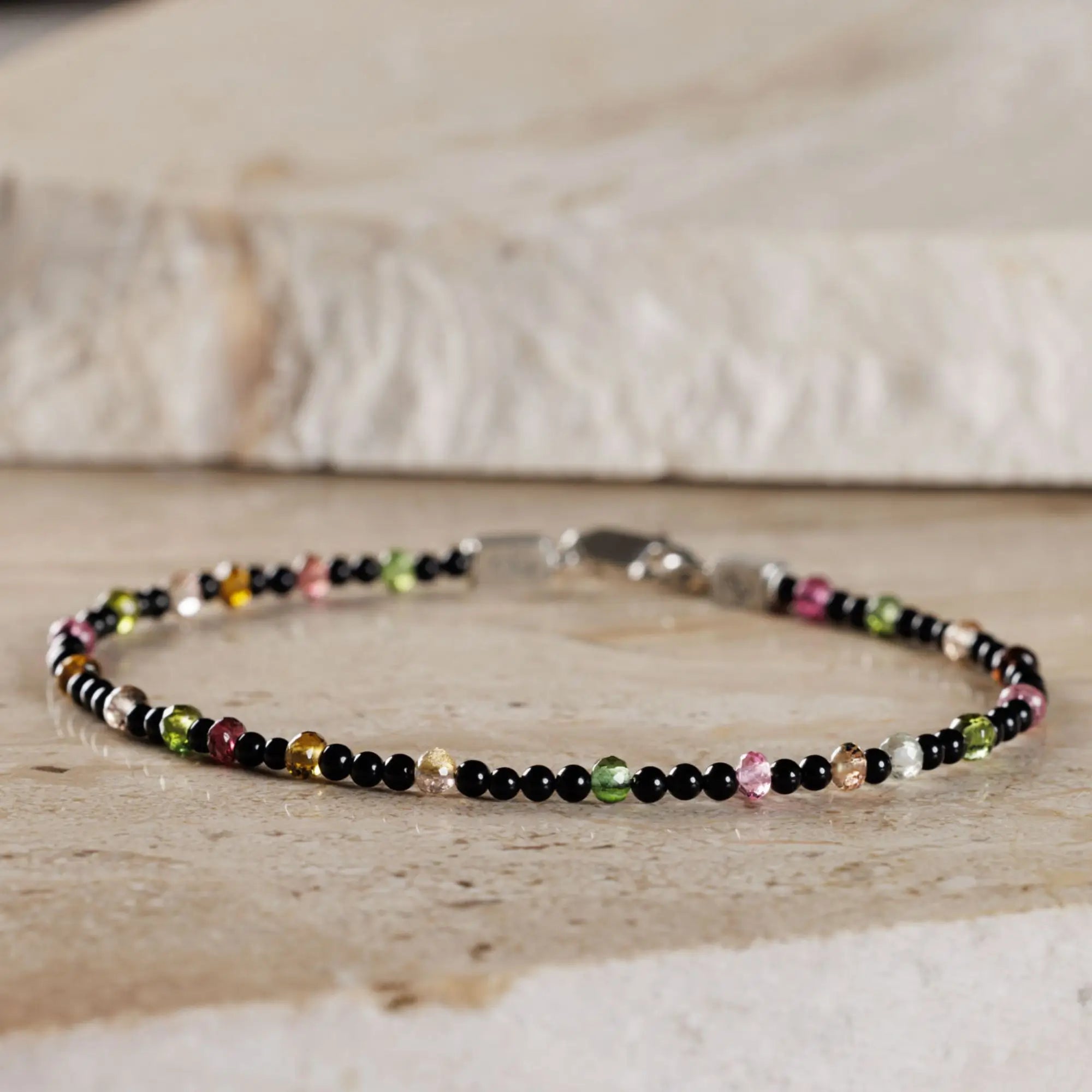 Black Onyx - Multicolor Tourmaline Bracelet IV (2-3.5mm)