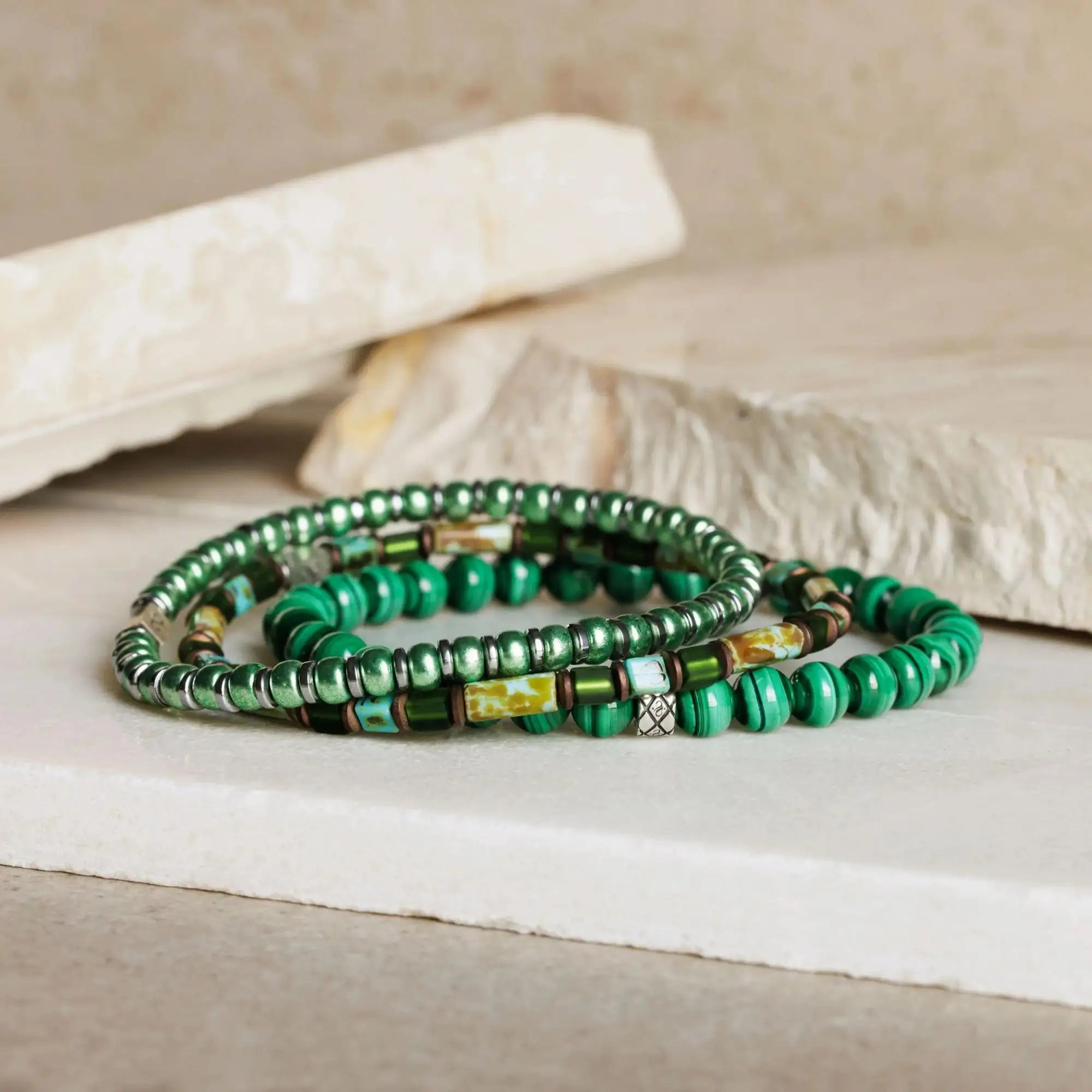 Hematite Mixed Blue/Green Bracelet I (4mm)