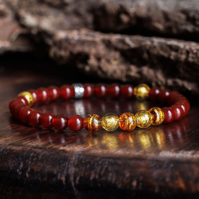 Golden Topaz Murano - Carnelian Bracelet XVII (6mm) - Secondary Specimen