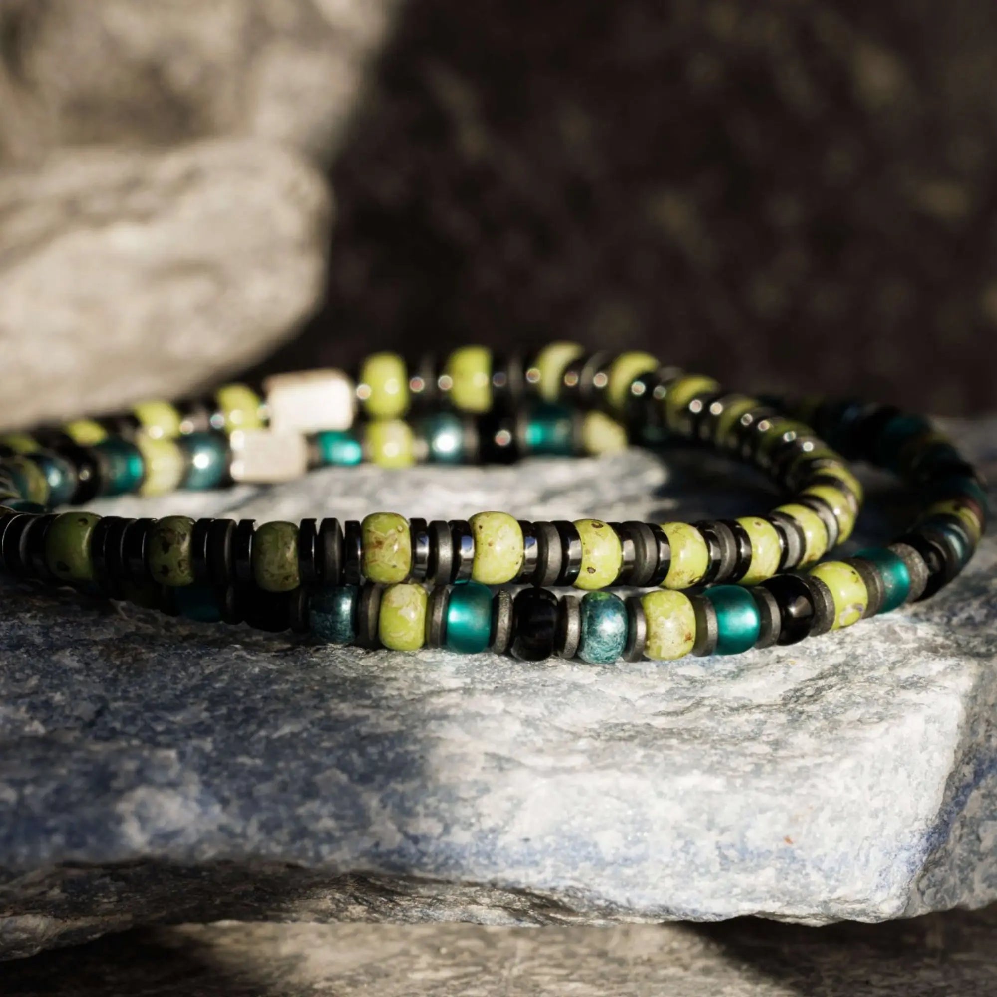 Hematite - Light Green Bracelet XII (4mm)