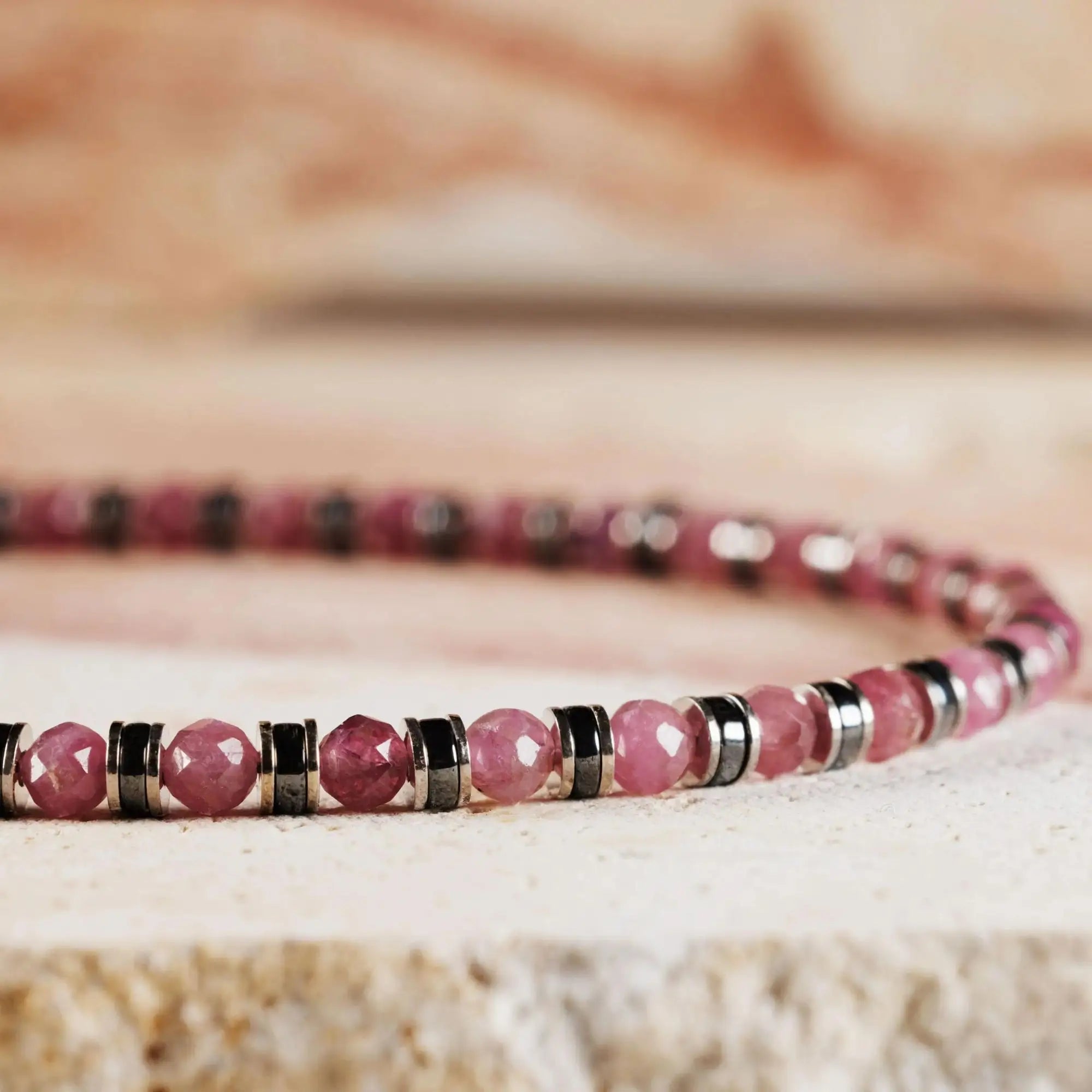 Pulsera de Turmalina Rosa I (3mm)