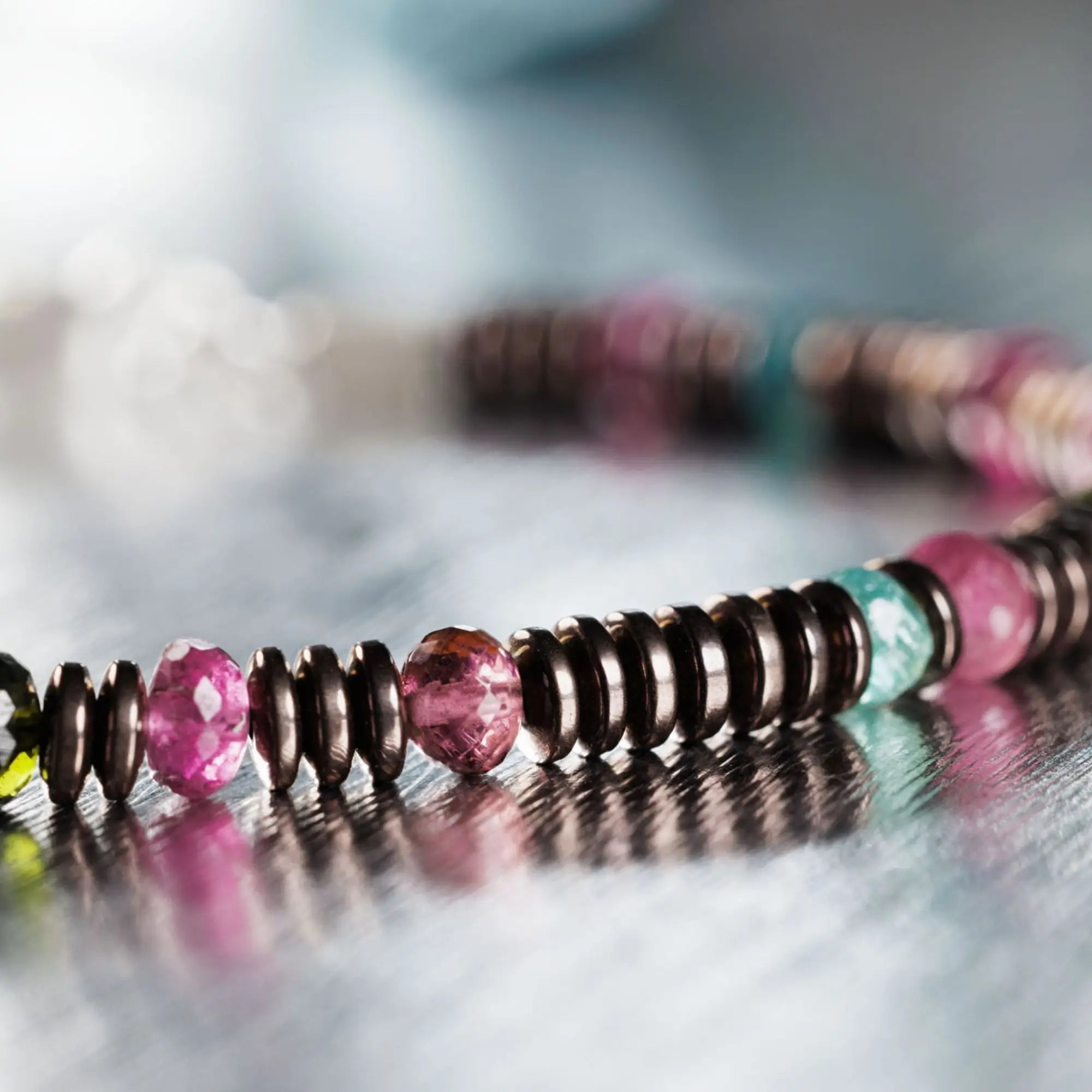 Multicolor Tourmaline – Hematite Bracelet XIV (3.5-4mm)