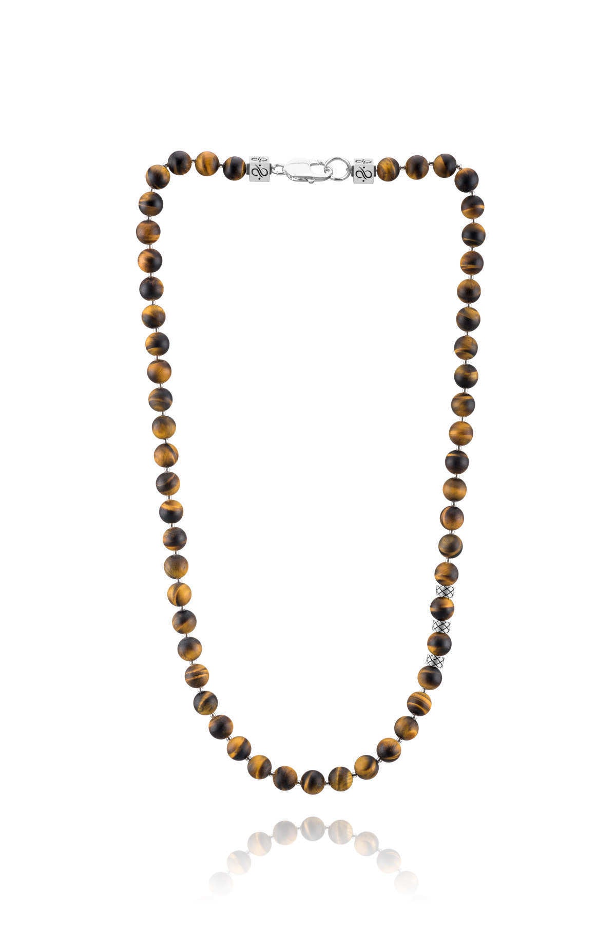 Prime Matte Tiger Eye and Silver, 8mm, Silver necklace (2060133400630)