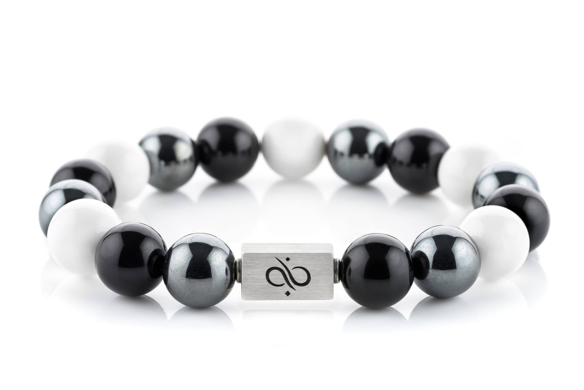 Classic Tridacna Mixed, 12mm, Silver bracelet (6837636792374)