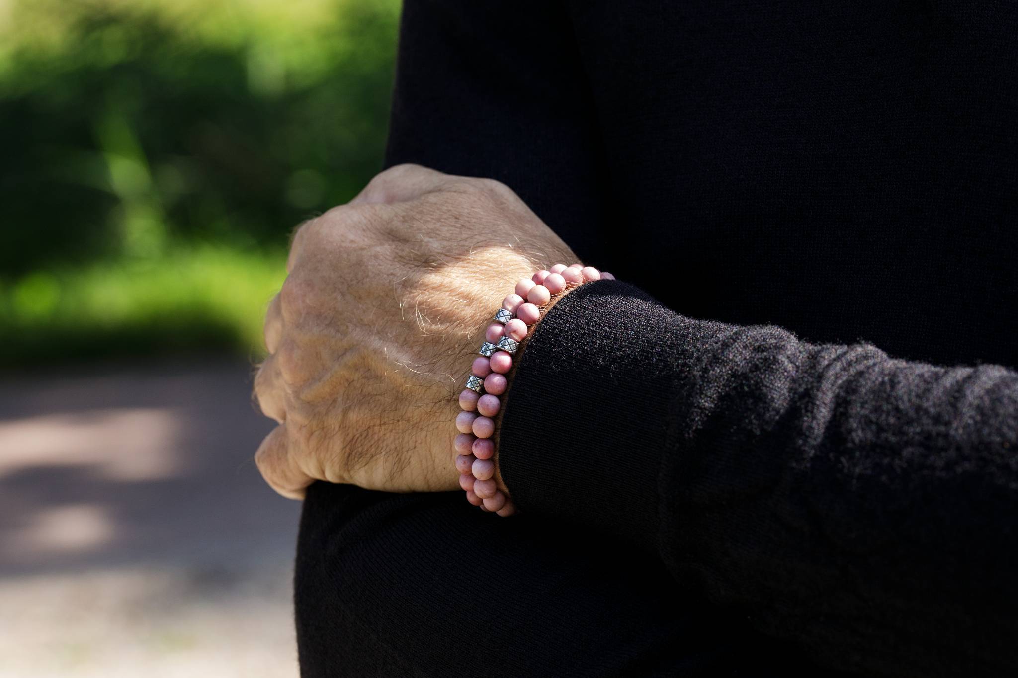 Abacus Matte Rhodonite, 6mm, Silver bracelet (2118659702838)